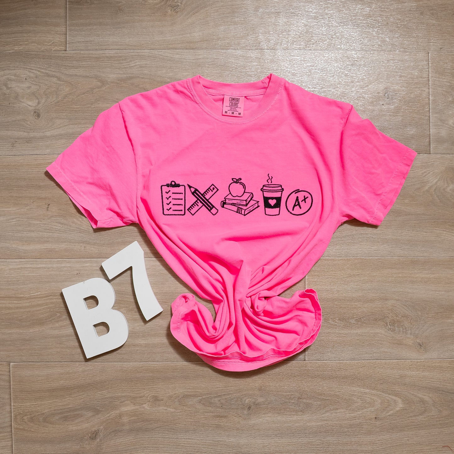 Embroidered Teacher Icons Comfort Colors T-Shirt