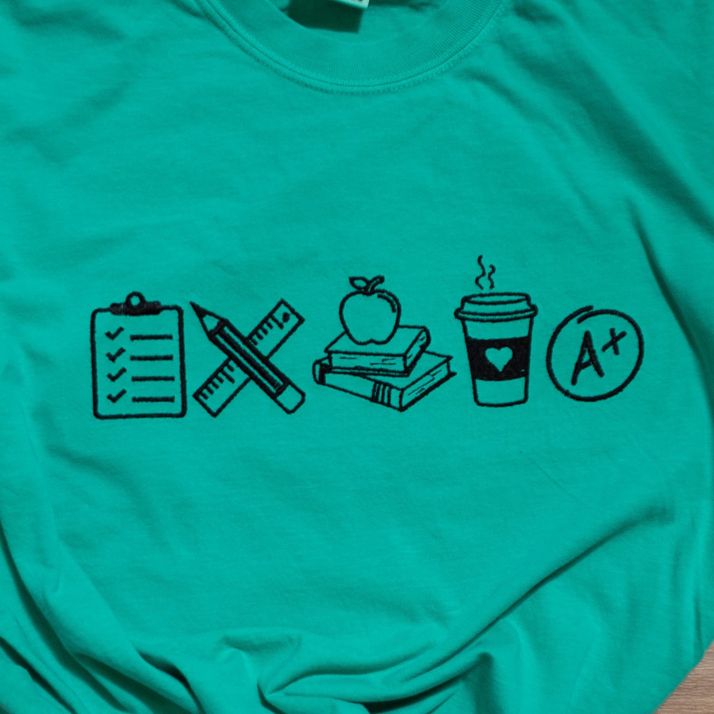 Embroidered Teacher Icons Comfort Colors T-Shirt