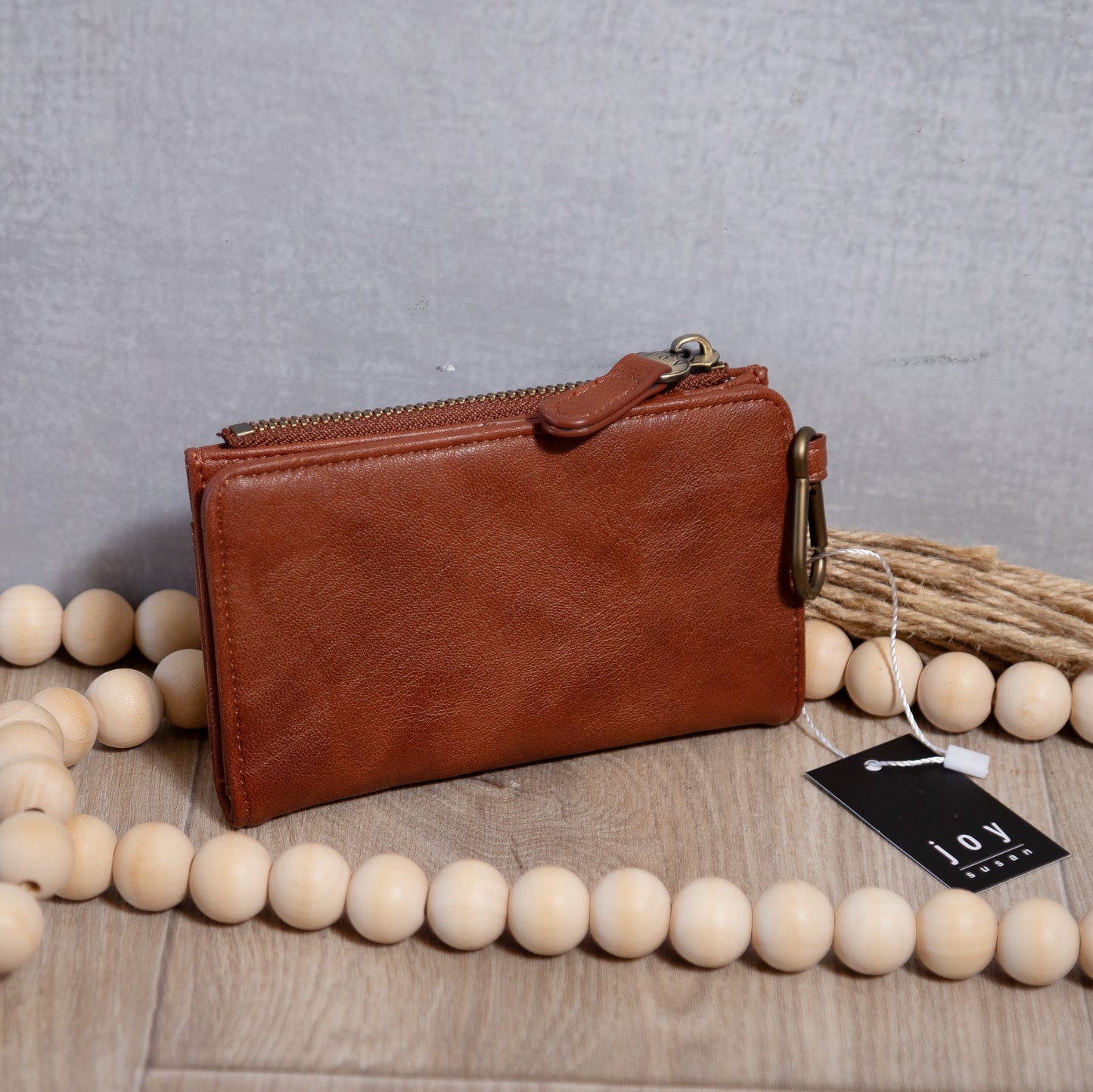 Joy Susan Bobbie Black Bifold Wallet – Carabiner Clip & Vegan Leather
