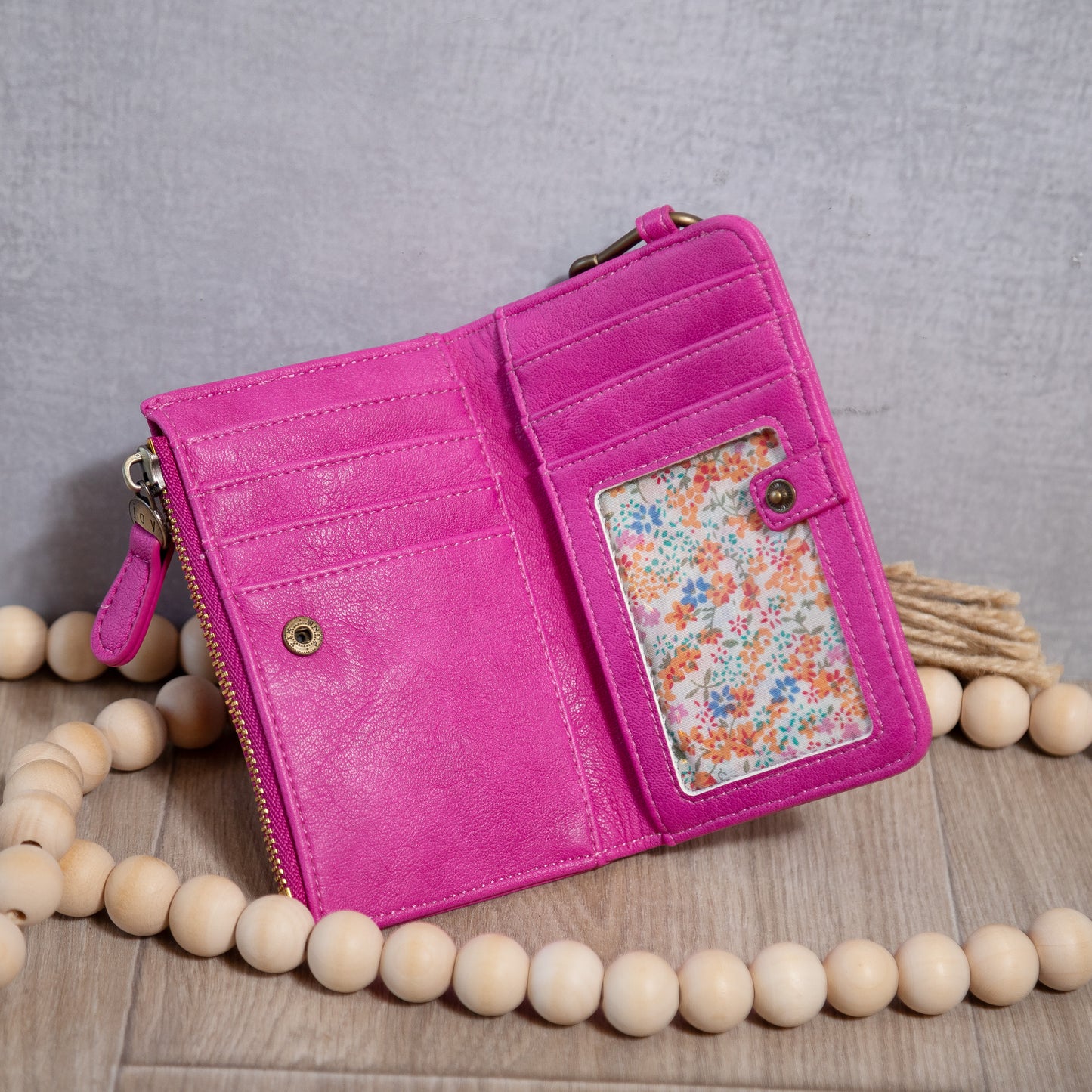 Joy Susan Bobbie Black Bifold Wallet – Carabiner Clip & Vegan Leather