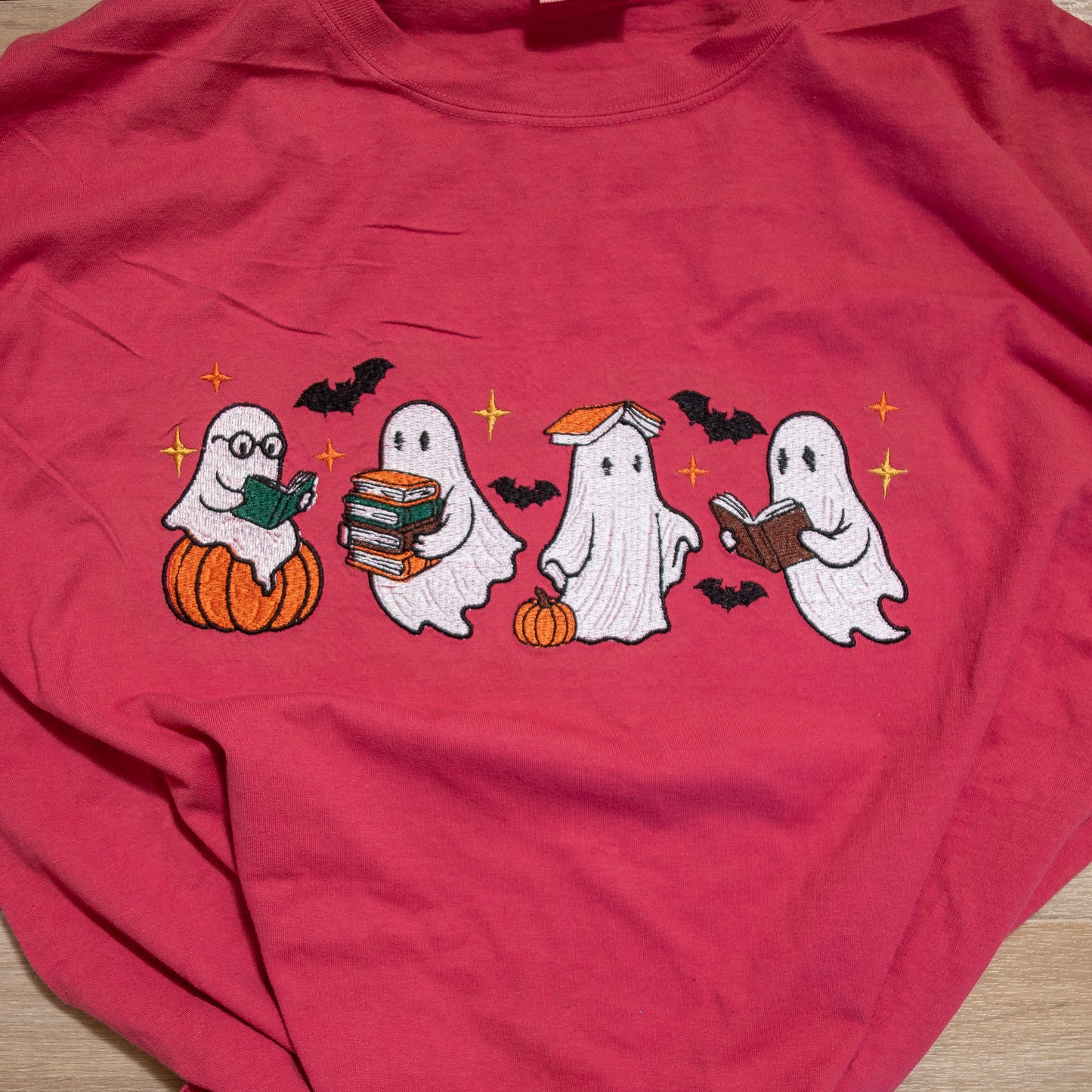 Spooky Ghost Squad Embroidered Comfort Colors® Tee – Halloween Graphic Shirt