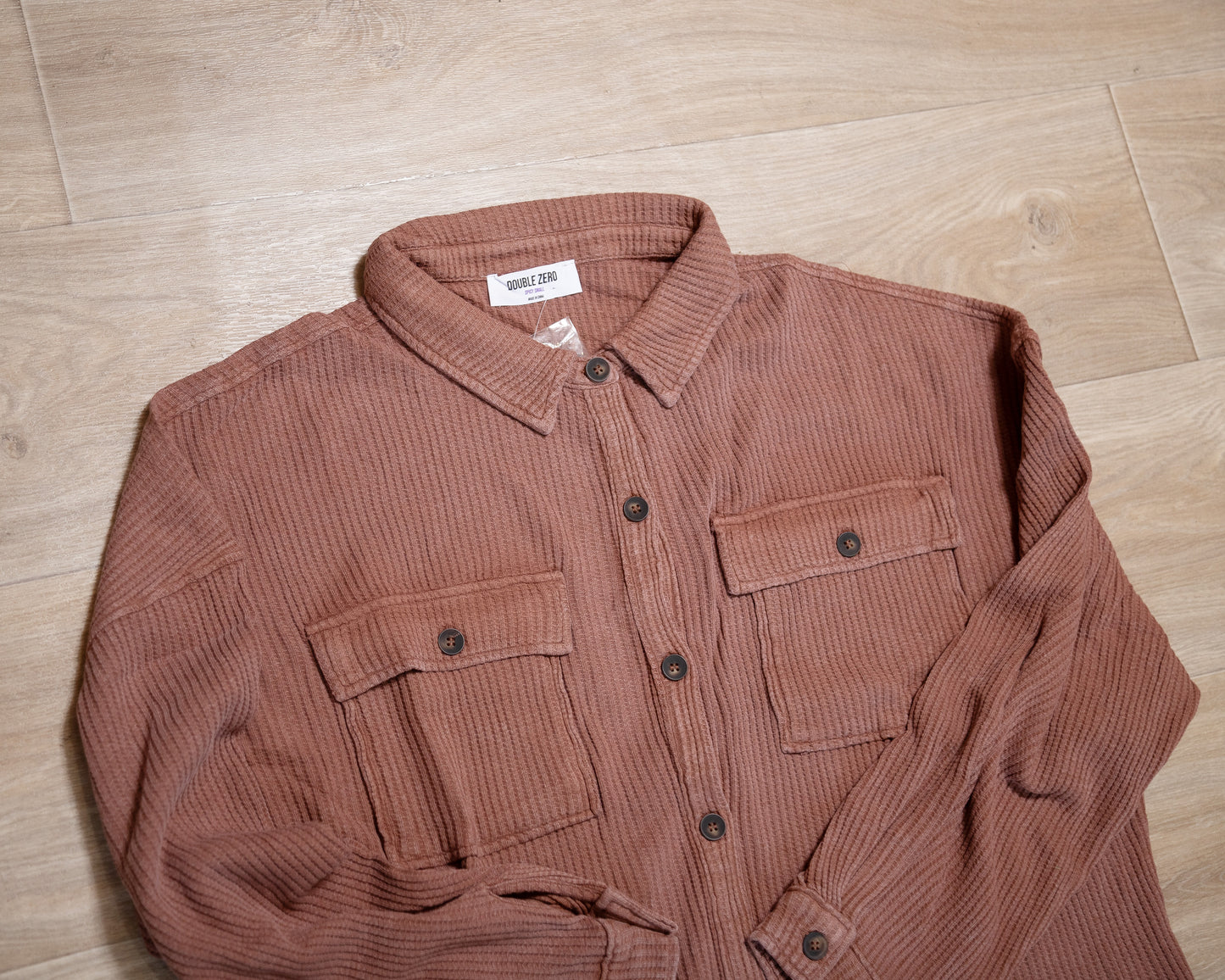 Oversized Mineral Washed Waffle Button-Up Shacket – Soft & Relaxed Women’s Layering Jacket