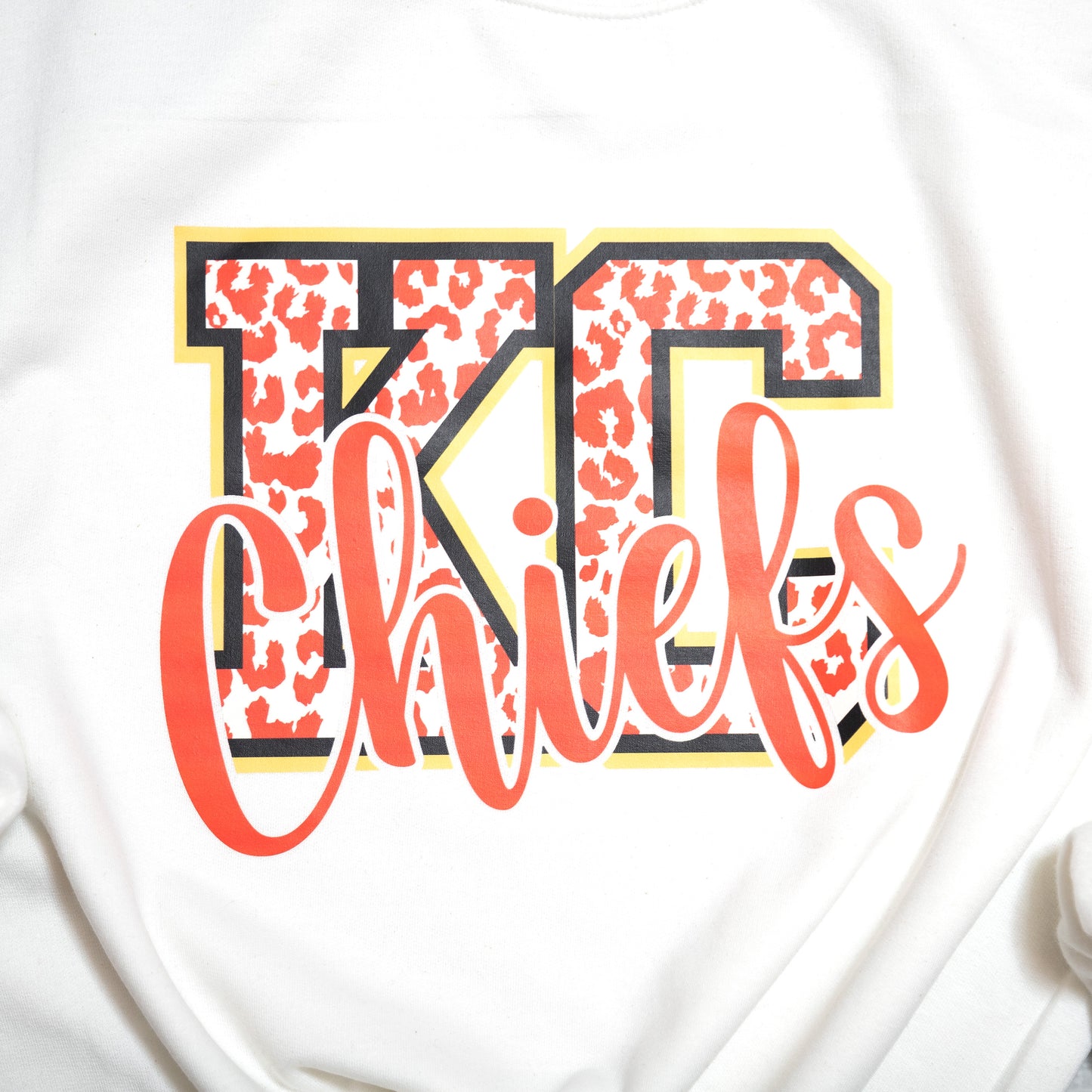 KC Chiefs Leopard Print Graphic – Crewneck & Tee for Bold Game Day Style