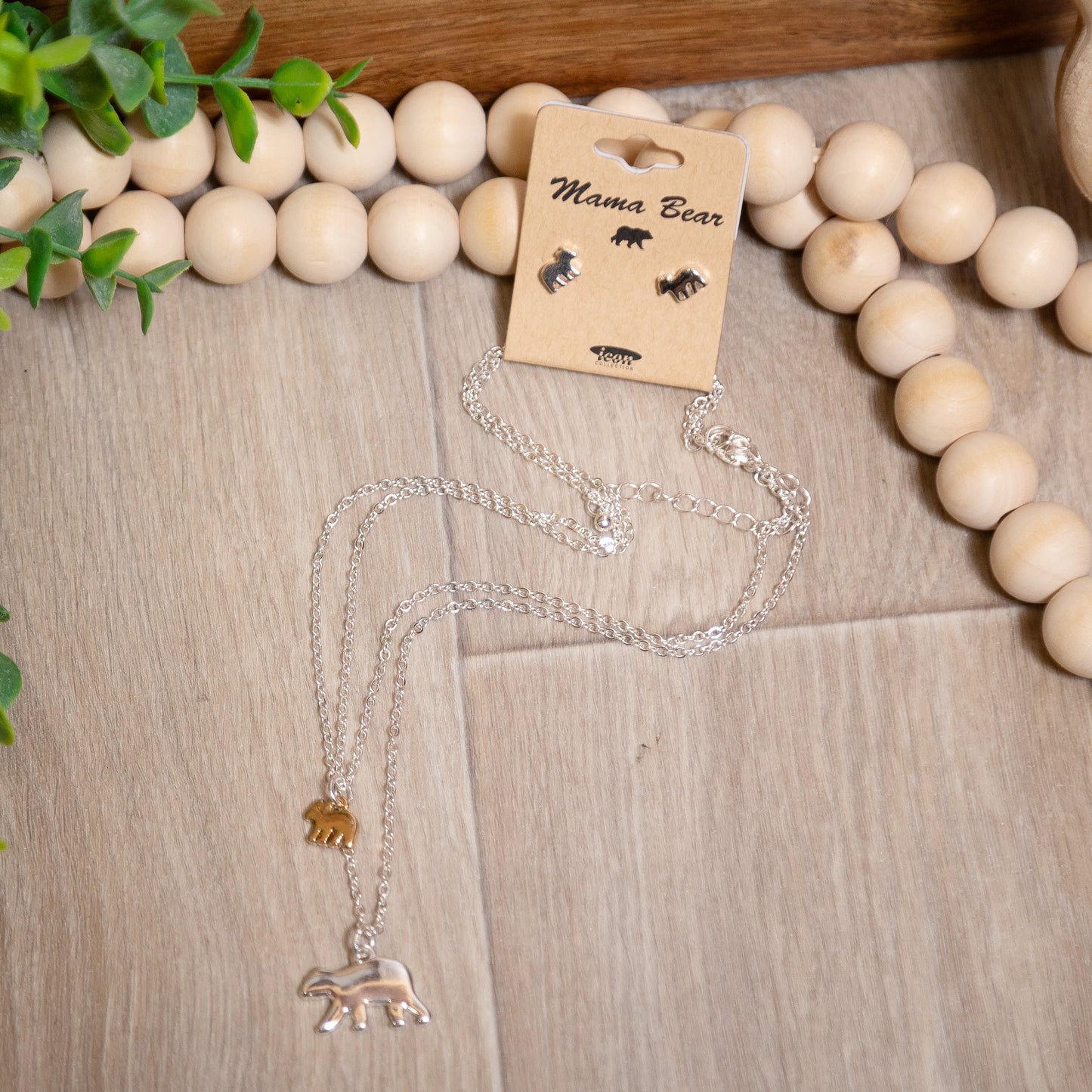 Mama Bear Love Necklace & Earring Set