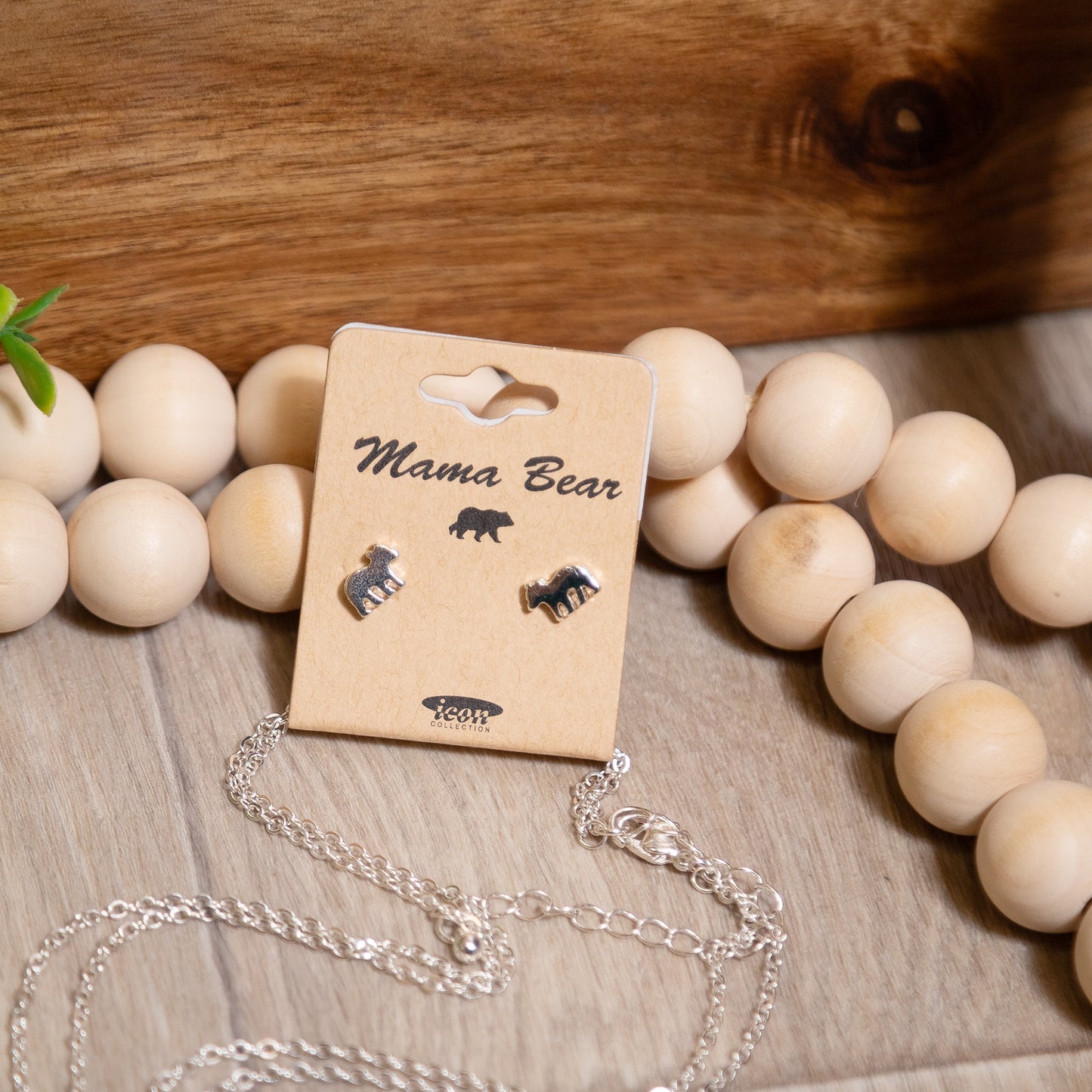 Mama Bear Love Necklace & Earring Set