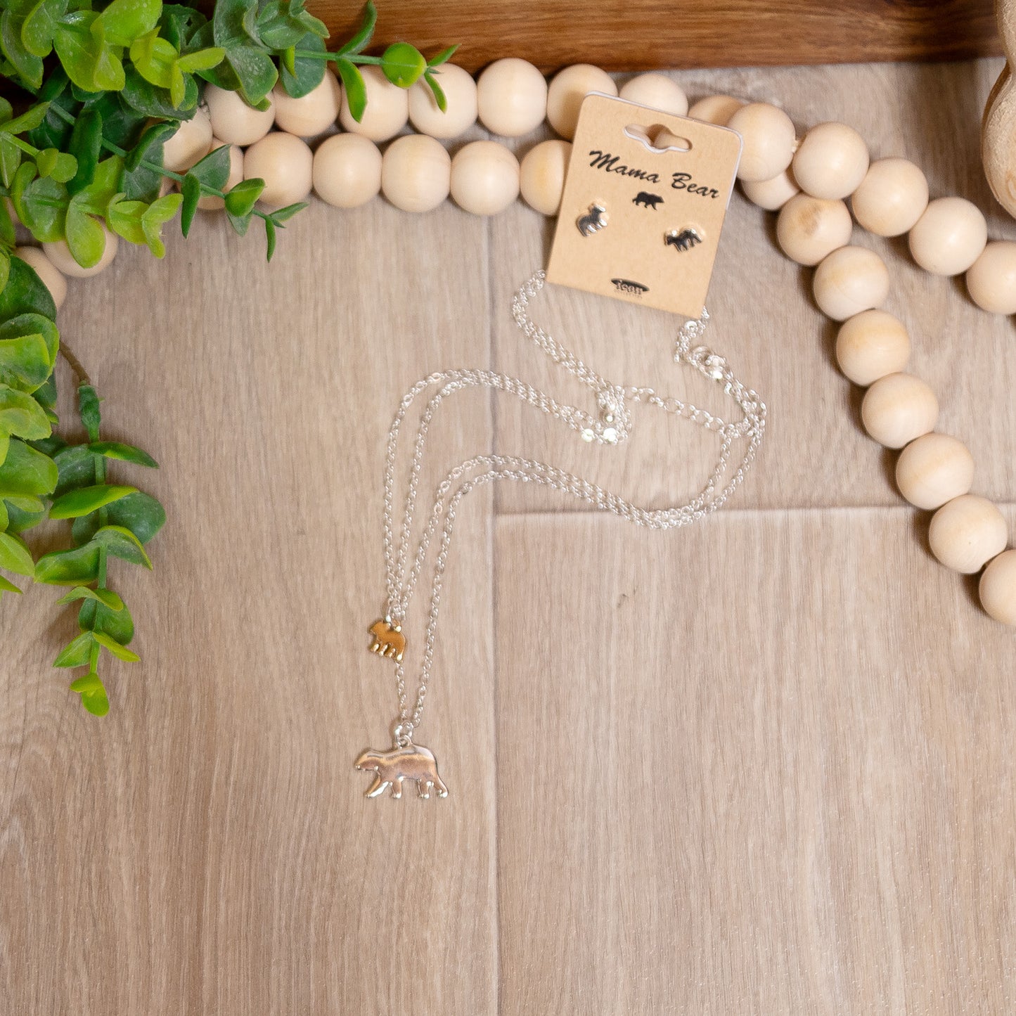 Mama Bear Love Necklace & Earring Set