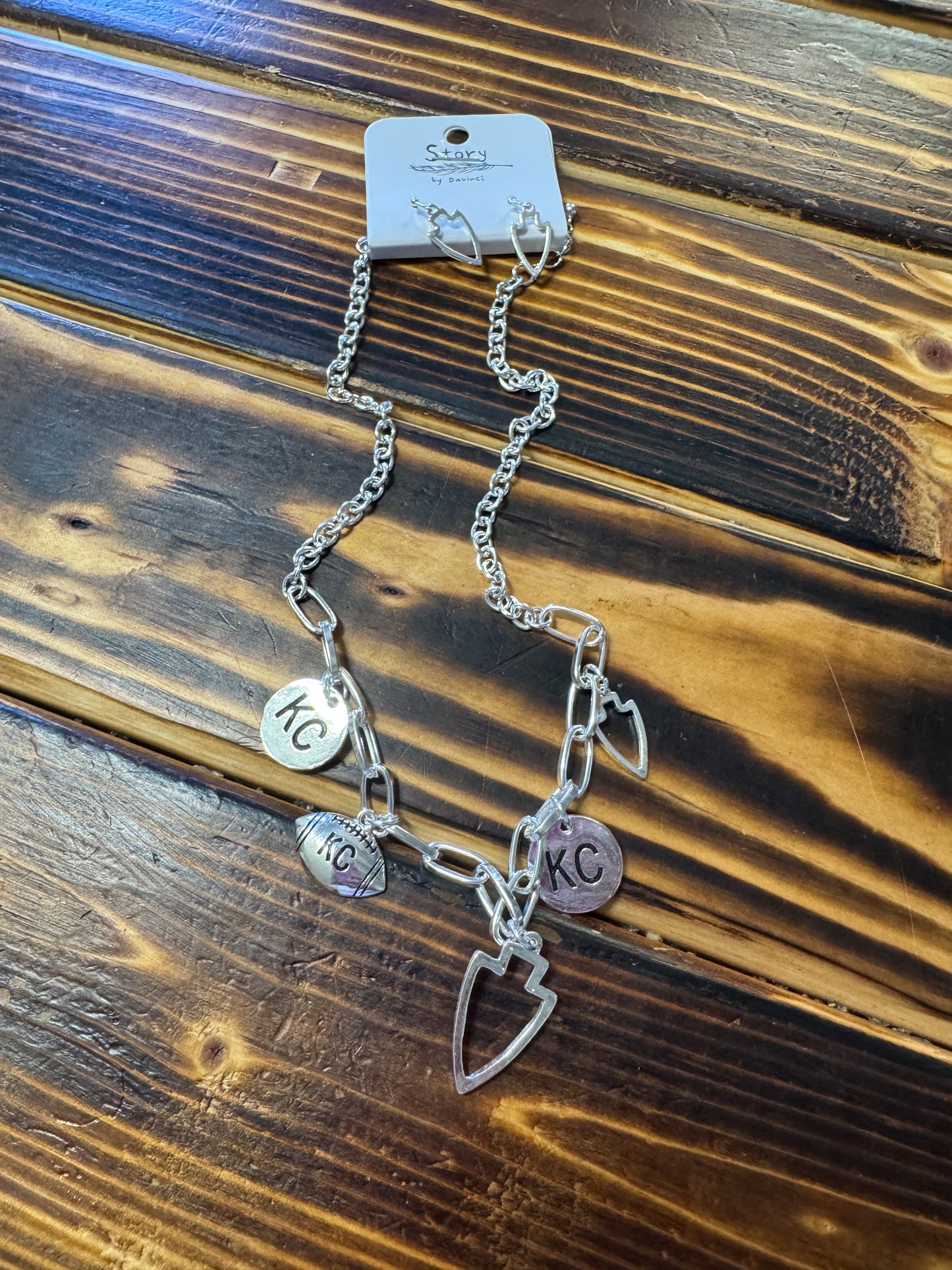 Very Charmy KC Football Necklace & Earring Set-Hypoallergenic