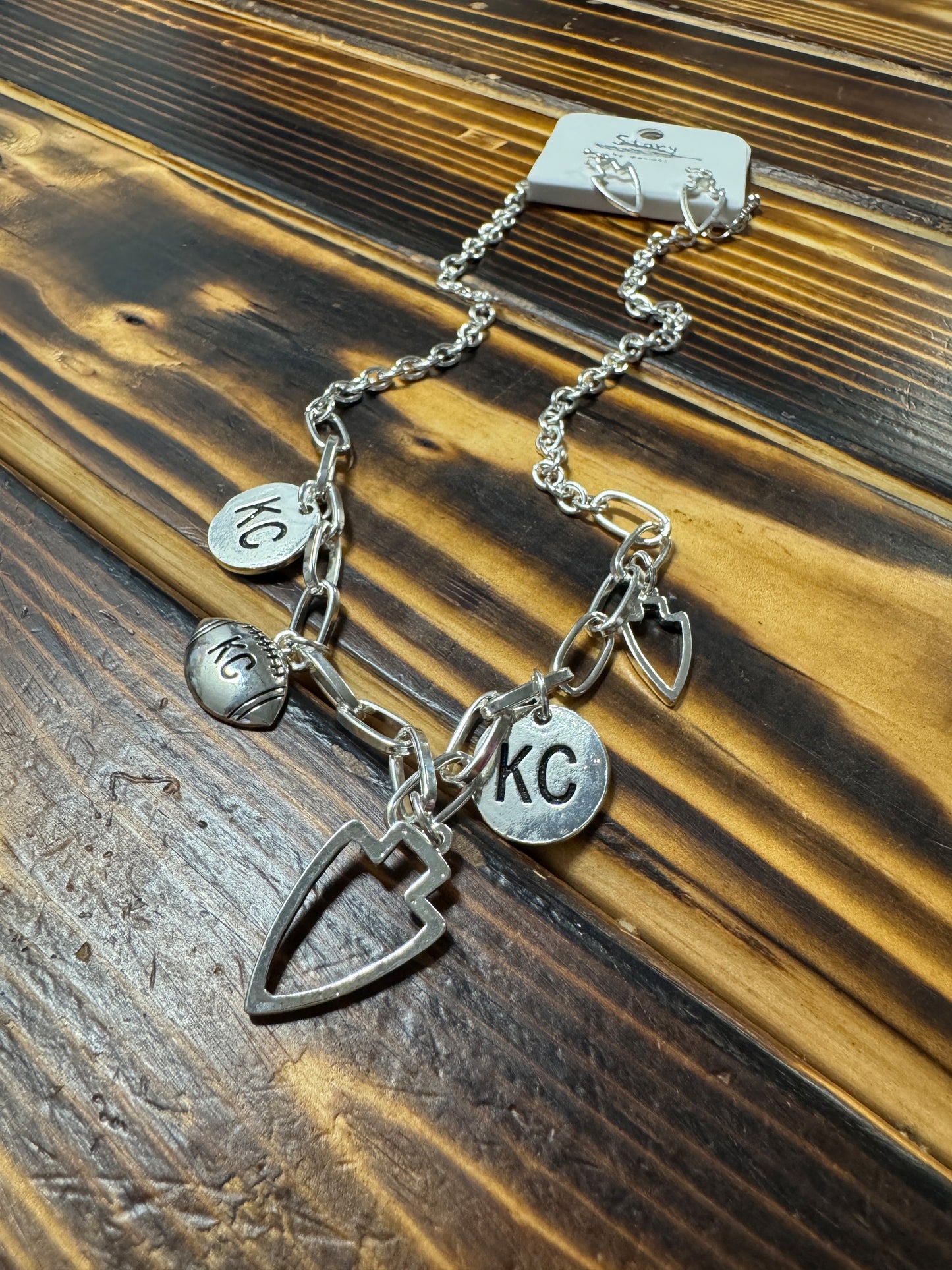 Very Charmy KC Football Necklace & Earring Set-Hypoallergenic