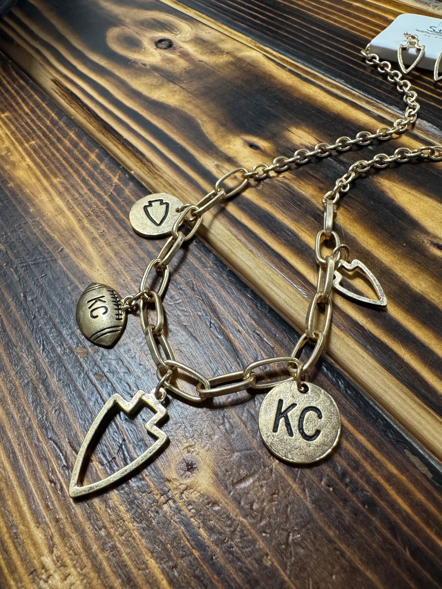 Very Charmy KC Football Necklace & Earring Set-Hypoallergenic