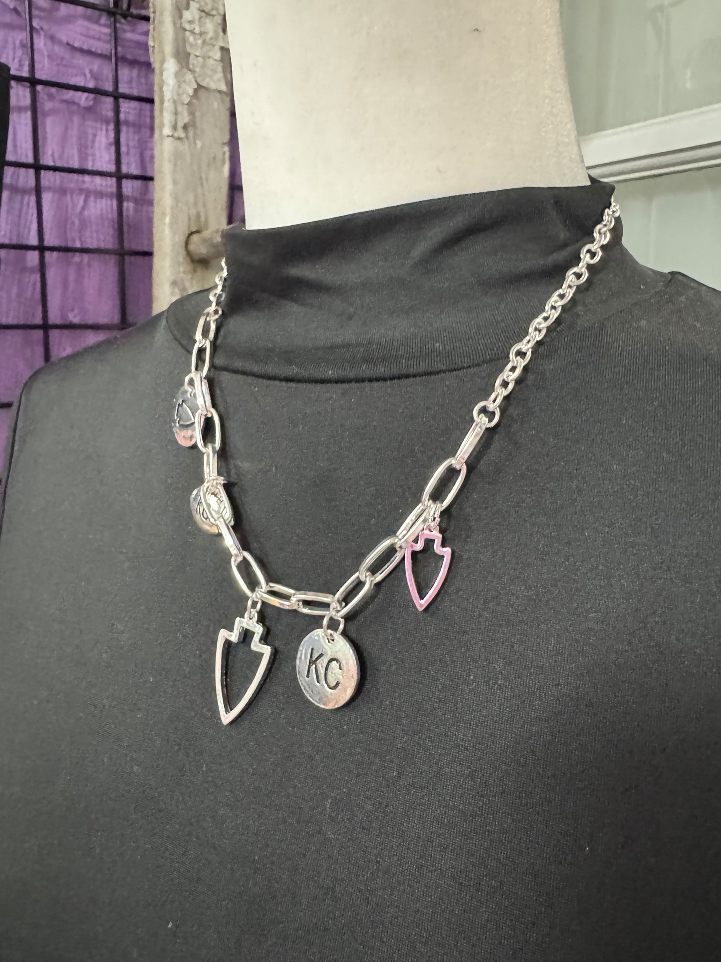 Very Charmy KC Football Necklace & Earring Set-Hypoallergenic