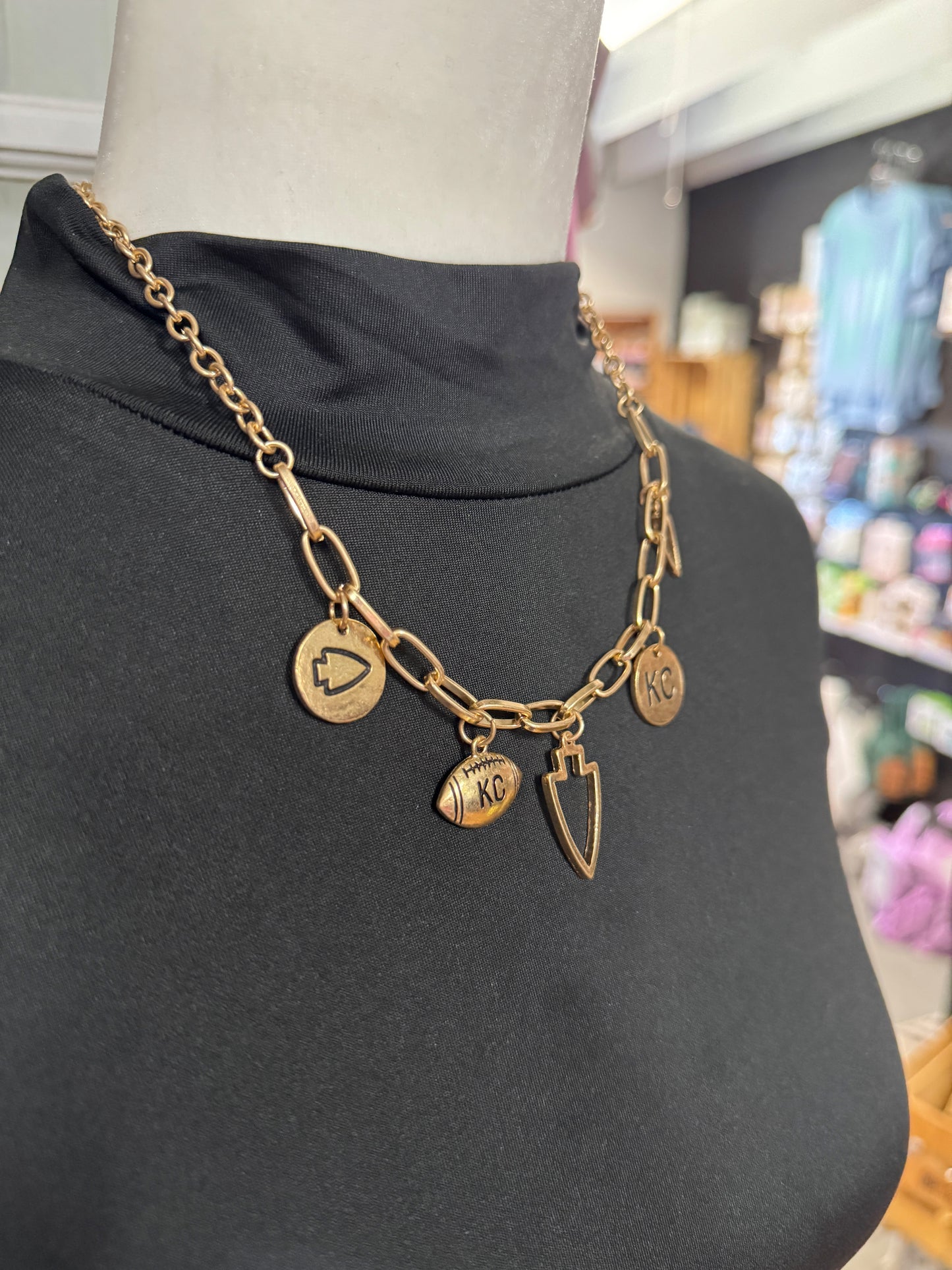 Very Charmy KC Football Necklace & Earring Set-Hypoallergenic