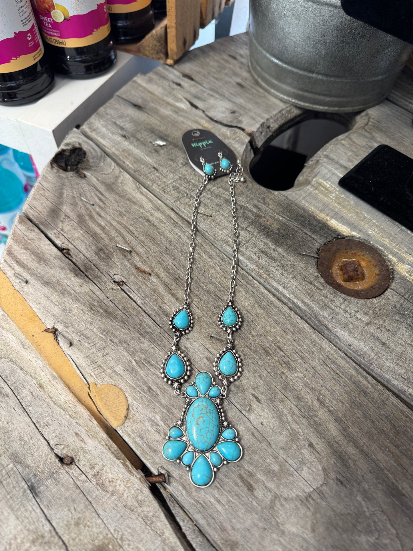 Turquoise Dreams Necklace & Earring Set – Bold Boho Statement with Gemstone Glow 💙