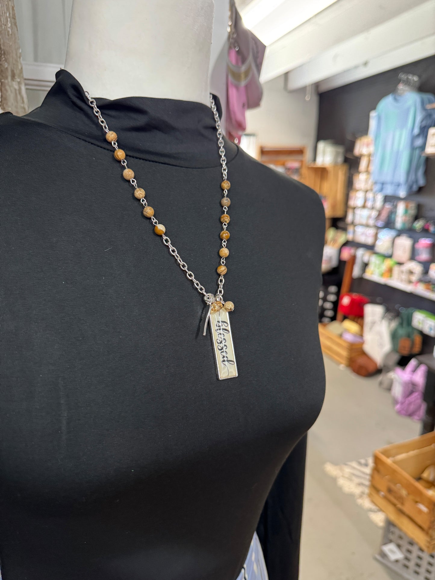 “Believe Your Blessed necklace pendant on delicate chain”
“Inspirational engraved jewelry from B7 Boutique”
“Positive message necklace with adjustable chain”