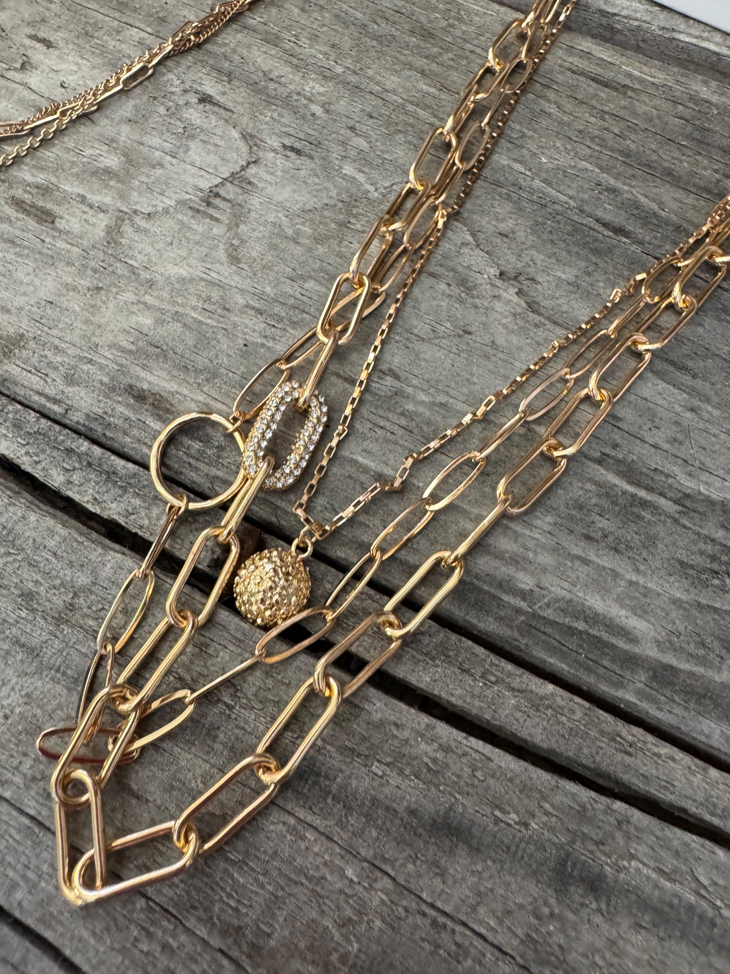 “Layers for Days necklace and earring set – Tear Drop style”
“Layered necklace with matching Leafy Chain earrings”
“Big Paper Clip layered necklace and earring duo, no-tarnish”