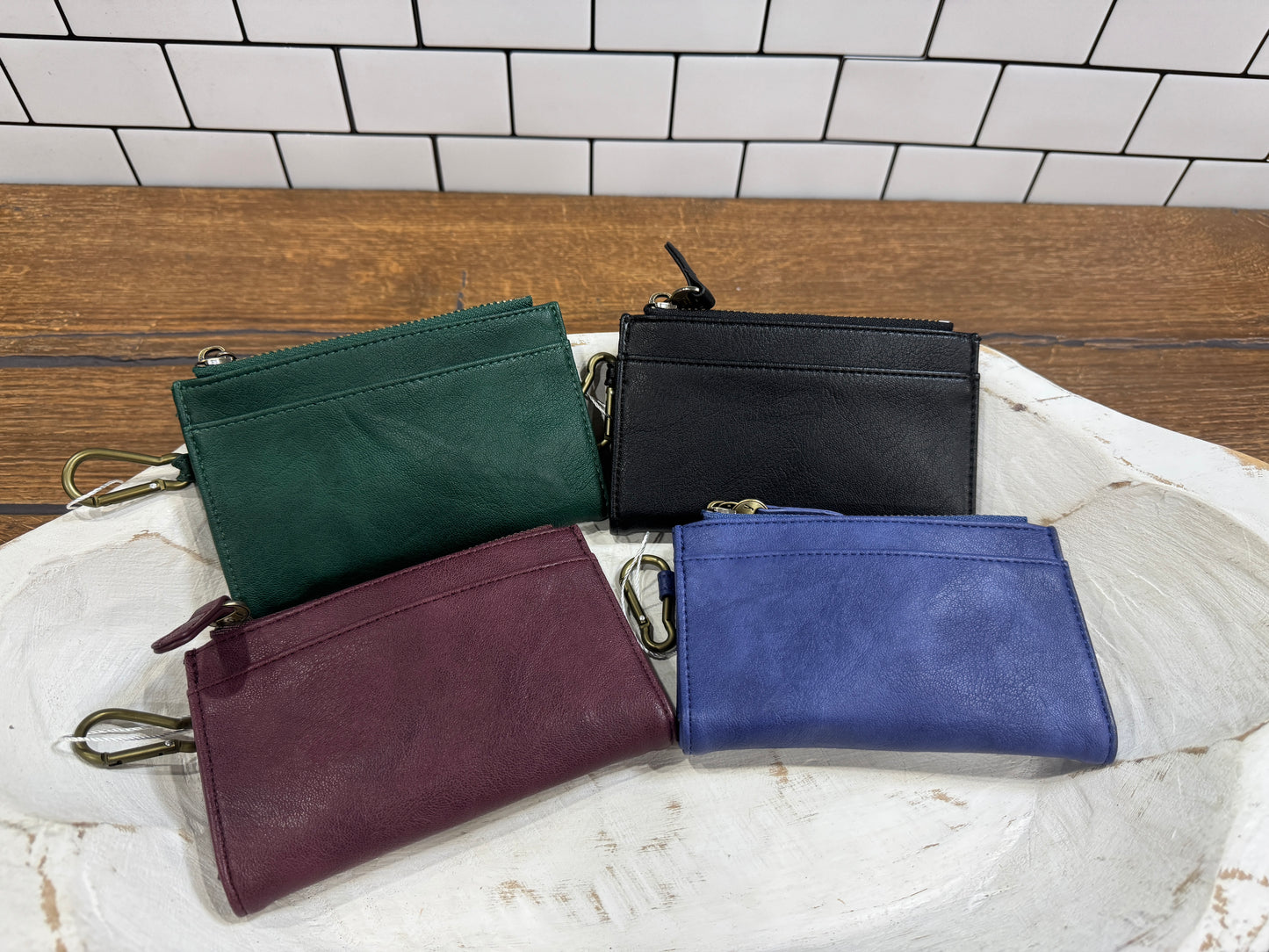 Joy Susan Bobbie black bifold wallet with carabiner clip