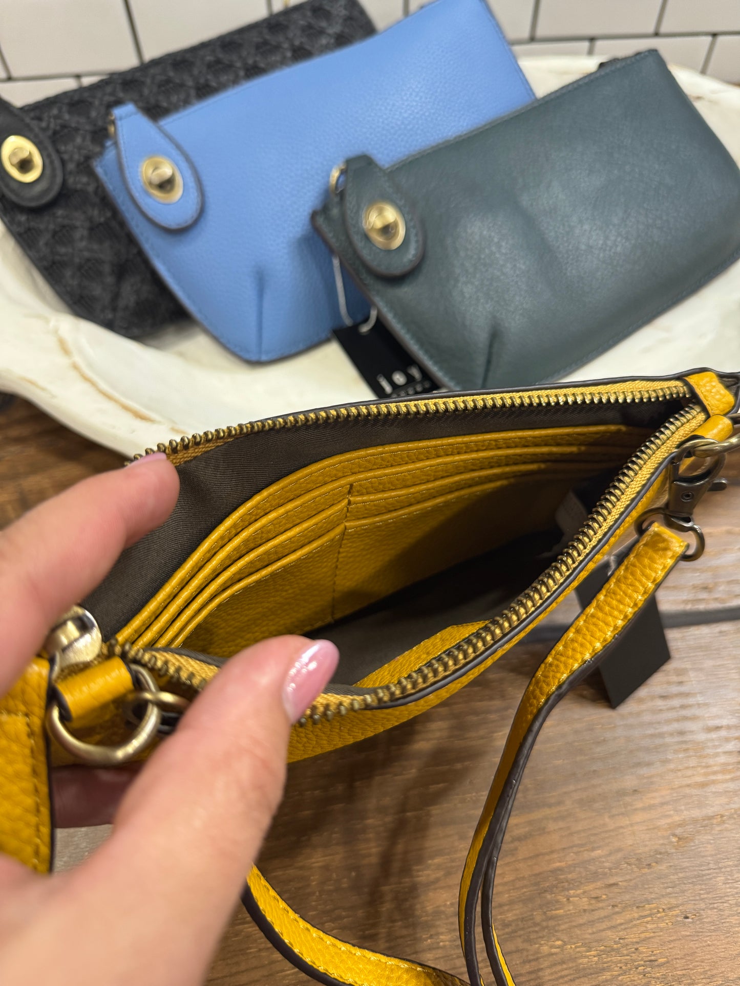 Joy Susan mini crossbody wristlet clutch in vegan leather
