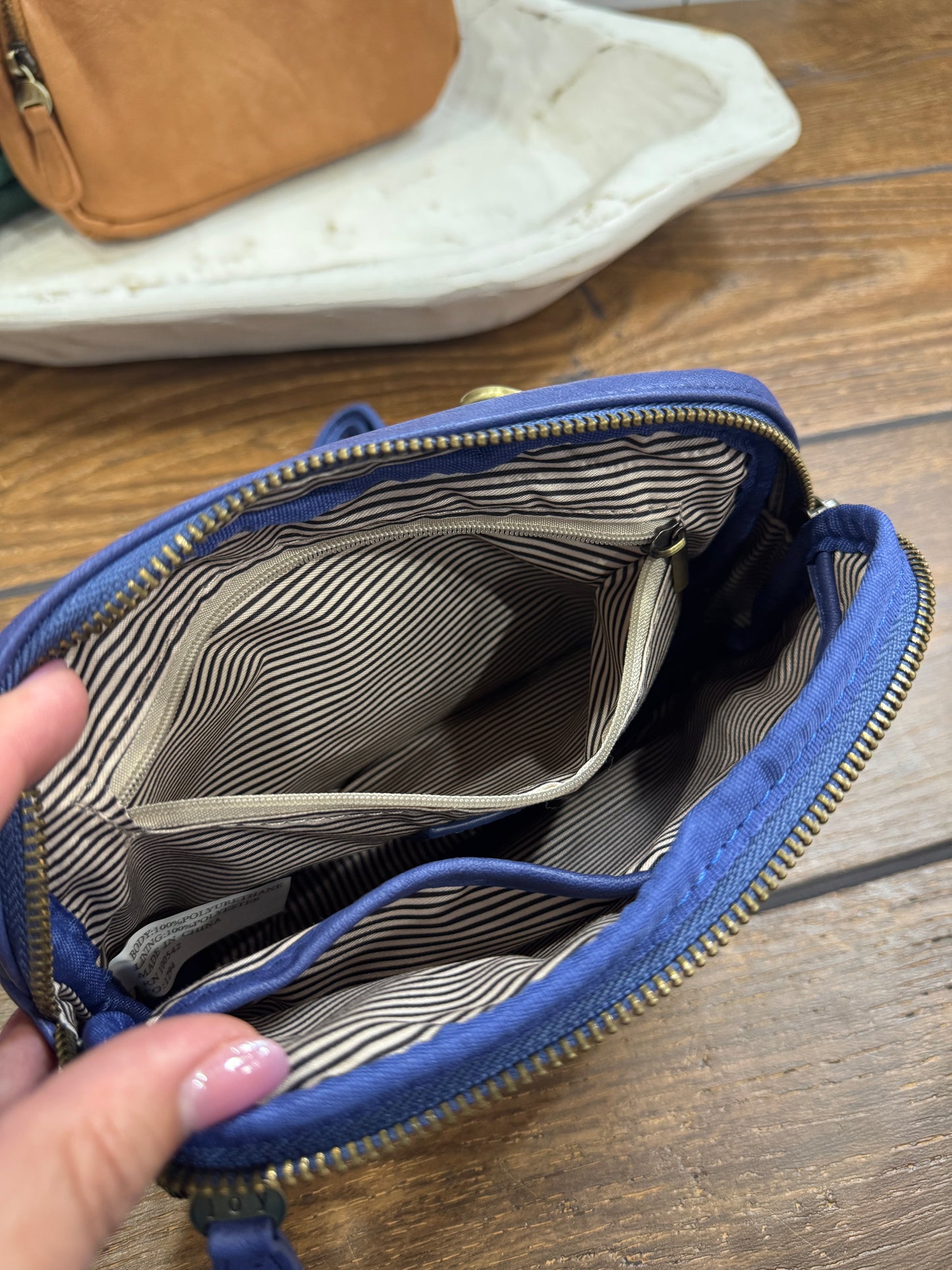 Joy Susan Kylie double zip vegan leather sling bag
