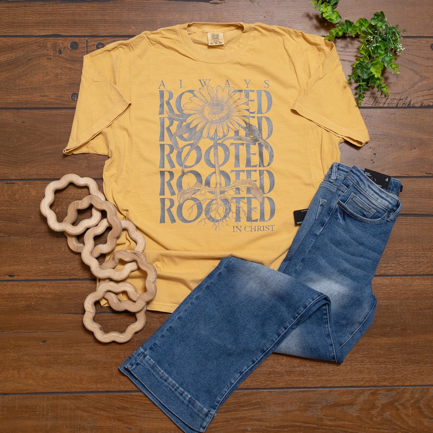 Always Rooted In Christ Graphic Tee β Sunflower Faith Shirt