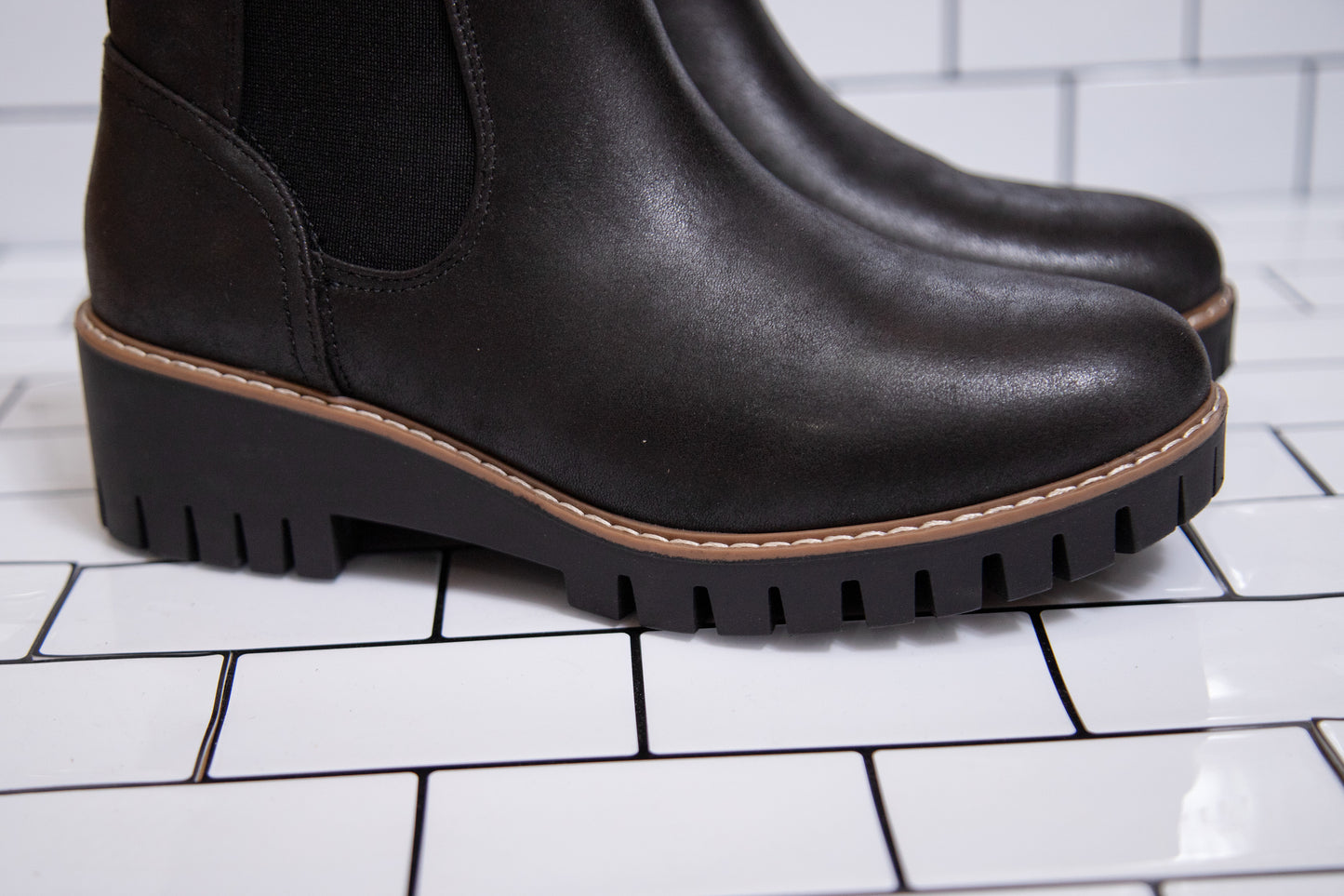 Black Platform Chelsea Boots – Chunky Sole Ankle Booties by Very G