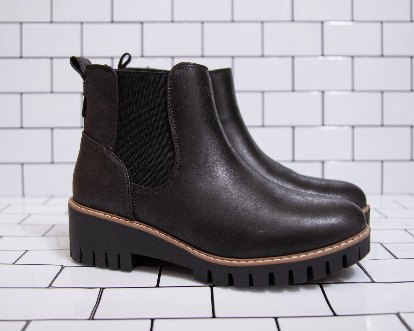 Black Platform Chelsea Boots – Chunky Sole Ankle Booties by Very G