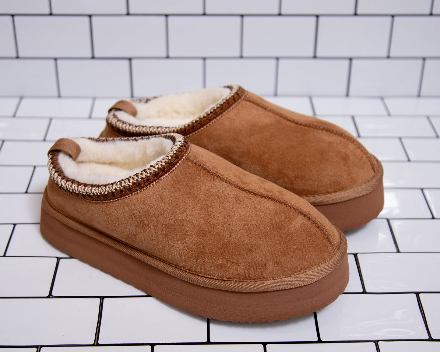 Plush Comfort Platform Clogs by Very G - Tan
