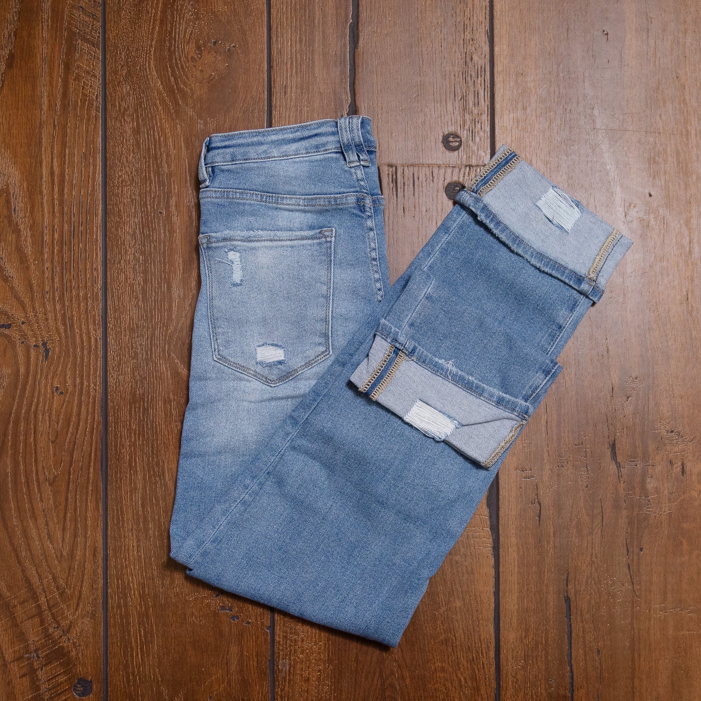 Lucky & Blessed Light Wash High Rise Boyfriend Jeans – 32” Inseam JE274