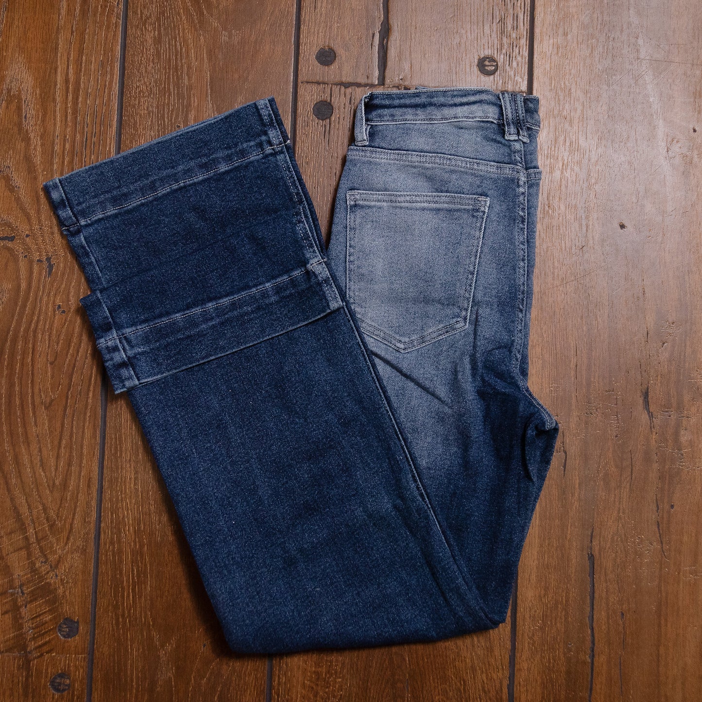 Lucky & Blessed High Rise Trouser Jeans β Dark Wash Western Style, 32β Inseam (Regular & Plus Sizes) JE305