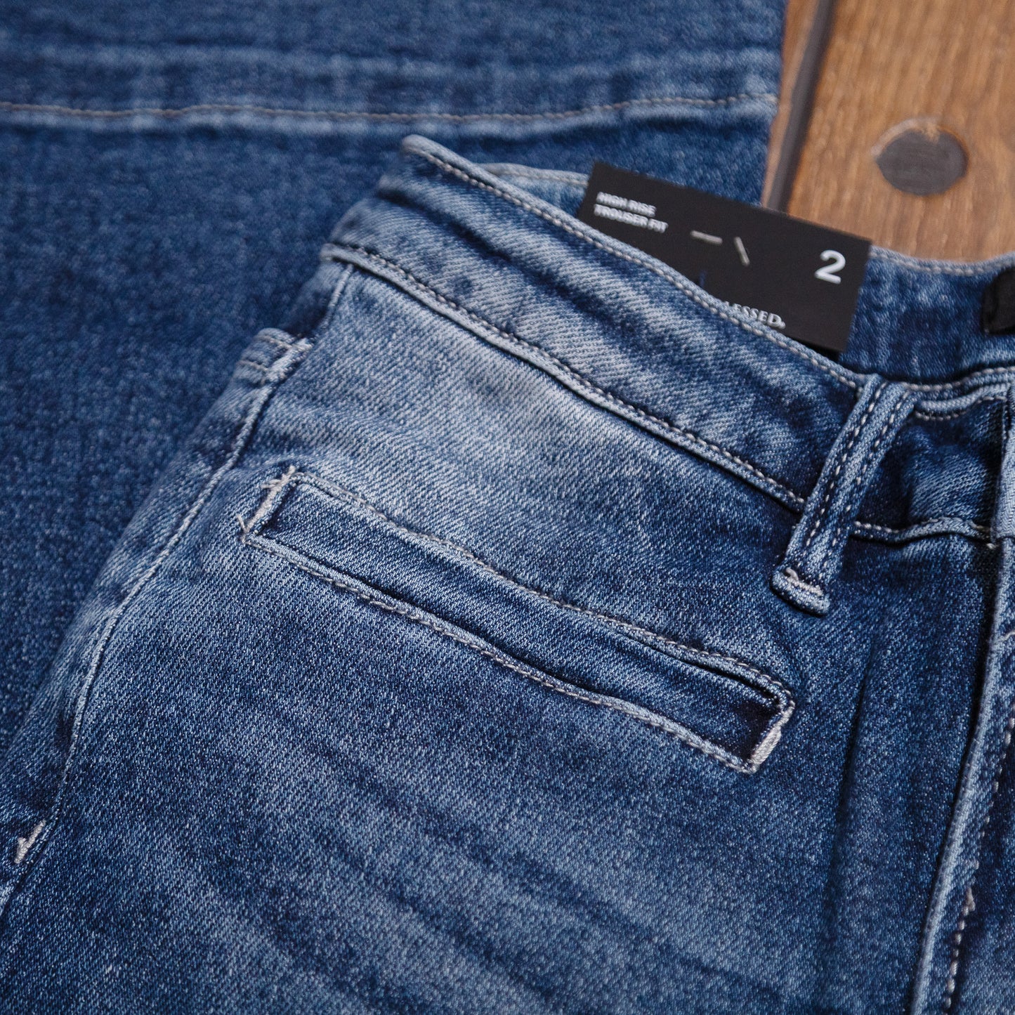 Lucky & Blessed High Rise Trouser Jeans β Dark Wash Western Style, 32β Inseam (Regular & Plus Sizes) JE305