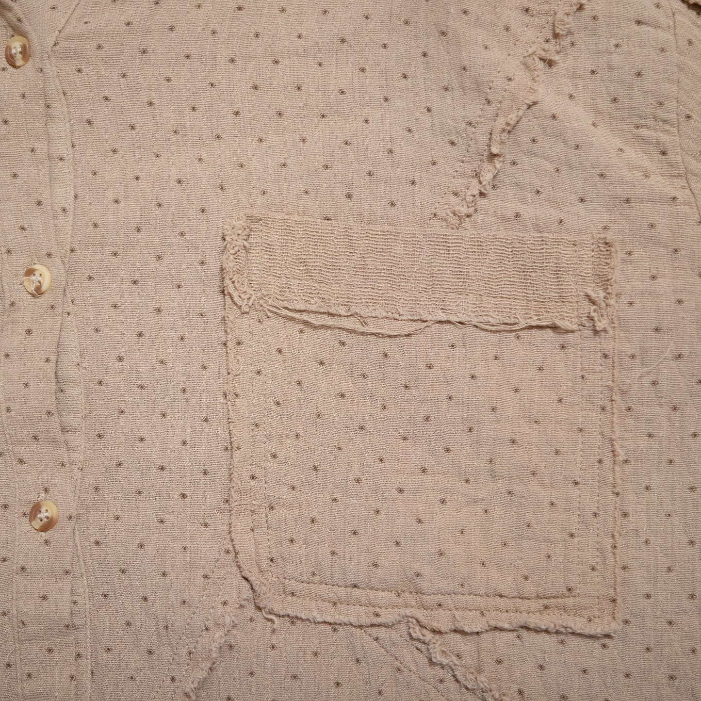 Easel Printed Cotton Gauze Button Down Shirt