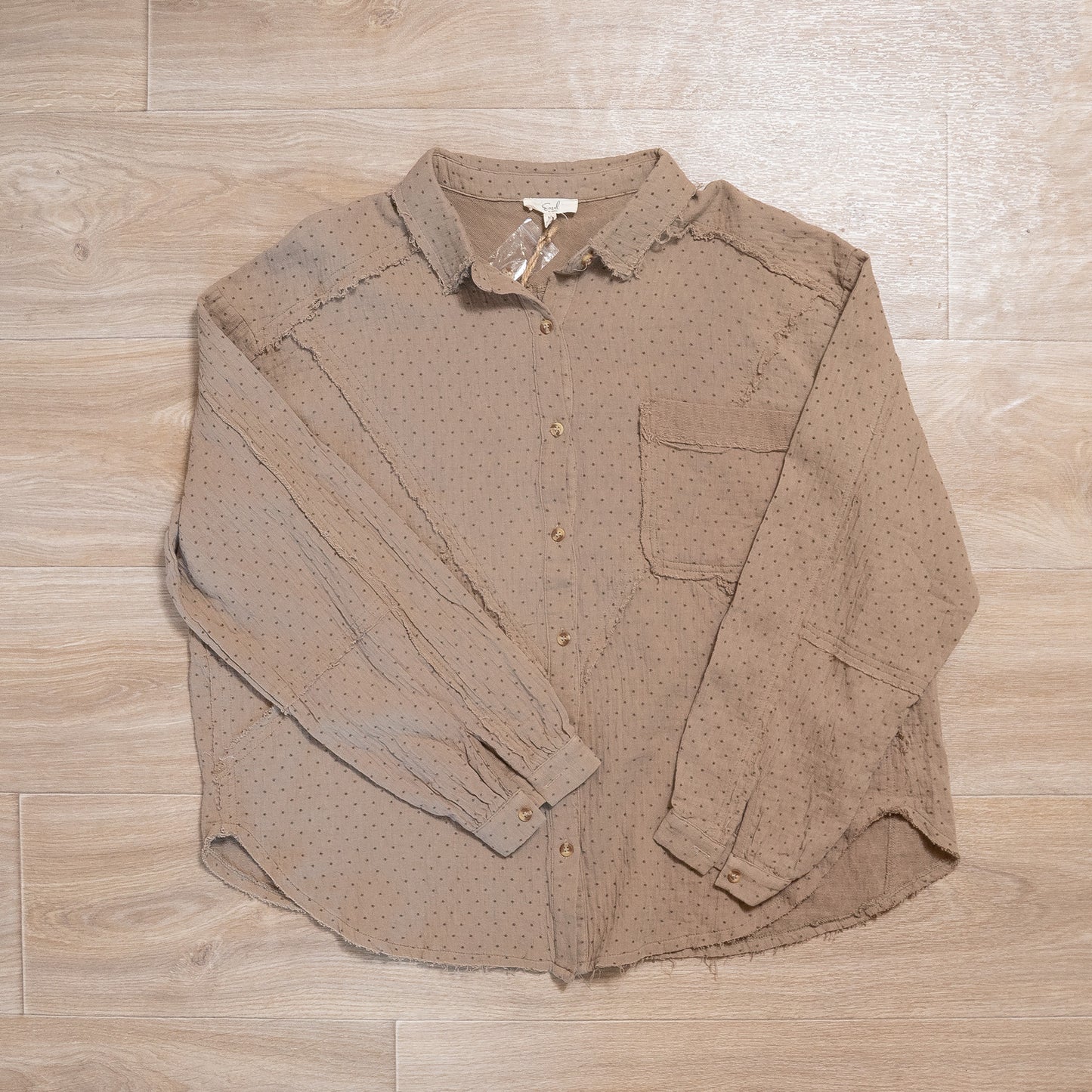 Easel Printed Cotton Gauze Button Down Shirt