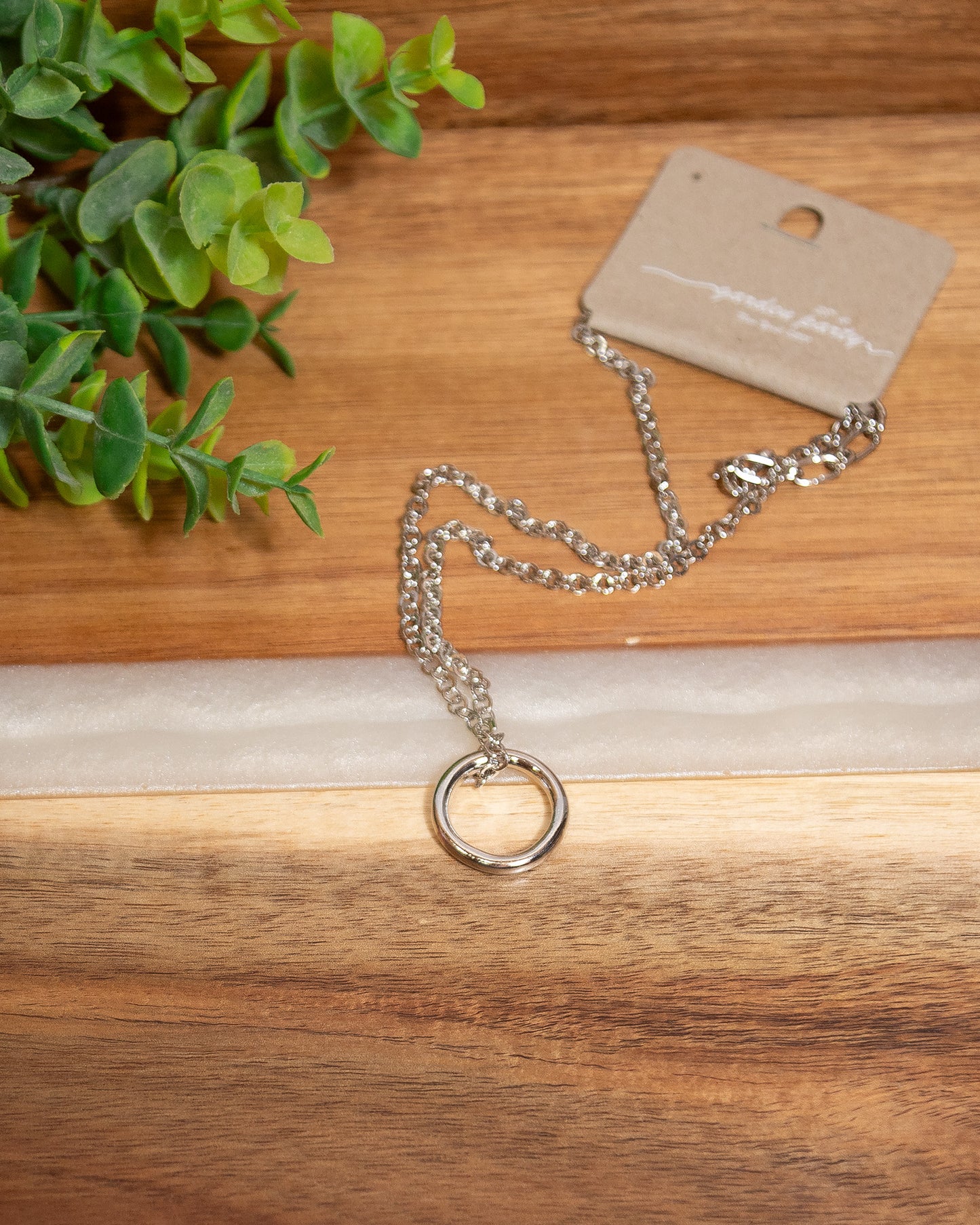 ✨ Circle of Chic Necklace – Silver Open Ring Pendant