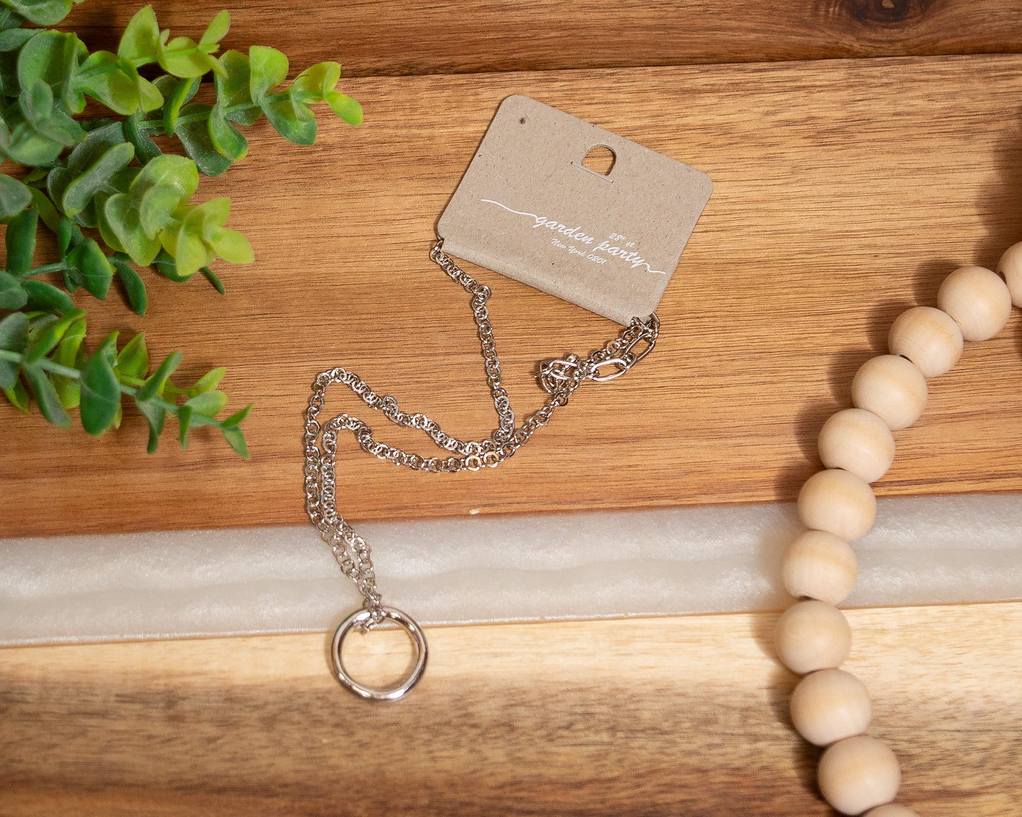 ✨ Circle of Chic Necklace – Silver Open Ring Pendant