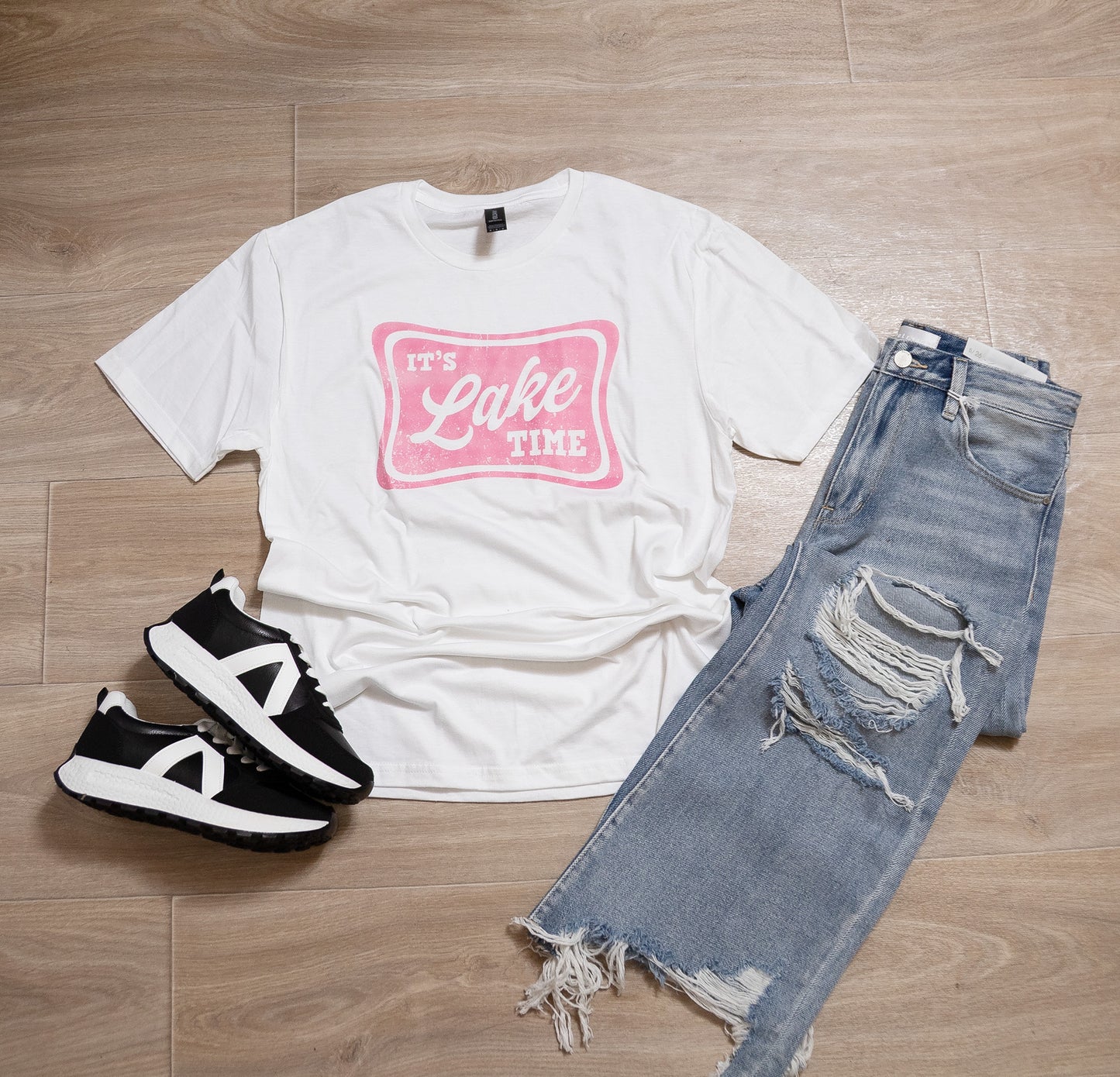 It's Lake Time – Pink Retro Graphic Tee