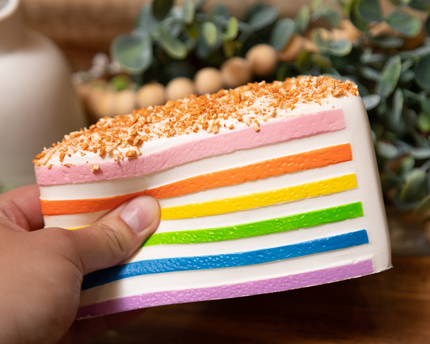 Sprinkled Cake Slice Foam Squishy | Cute Dessert Sensory Toy