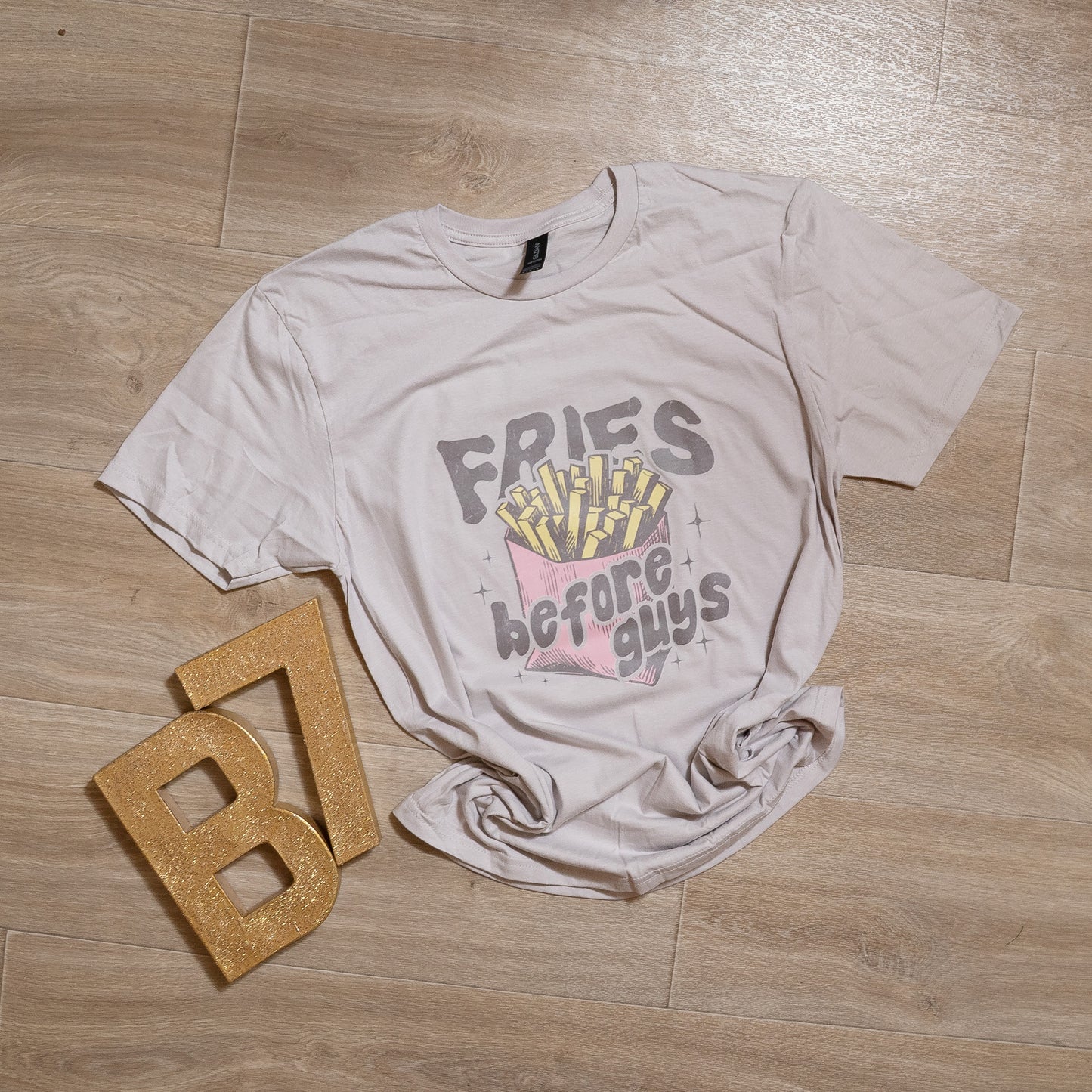 Fries Before Guys Graphic Tee – Funny Foodie Shirt, Retro Style French Fry T-Shirt