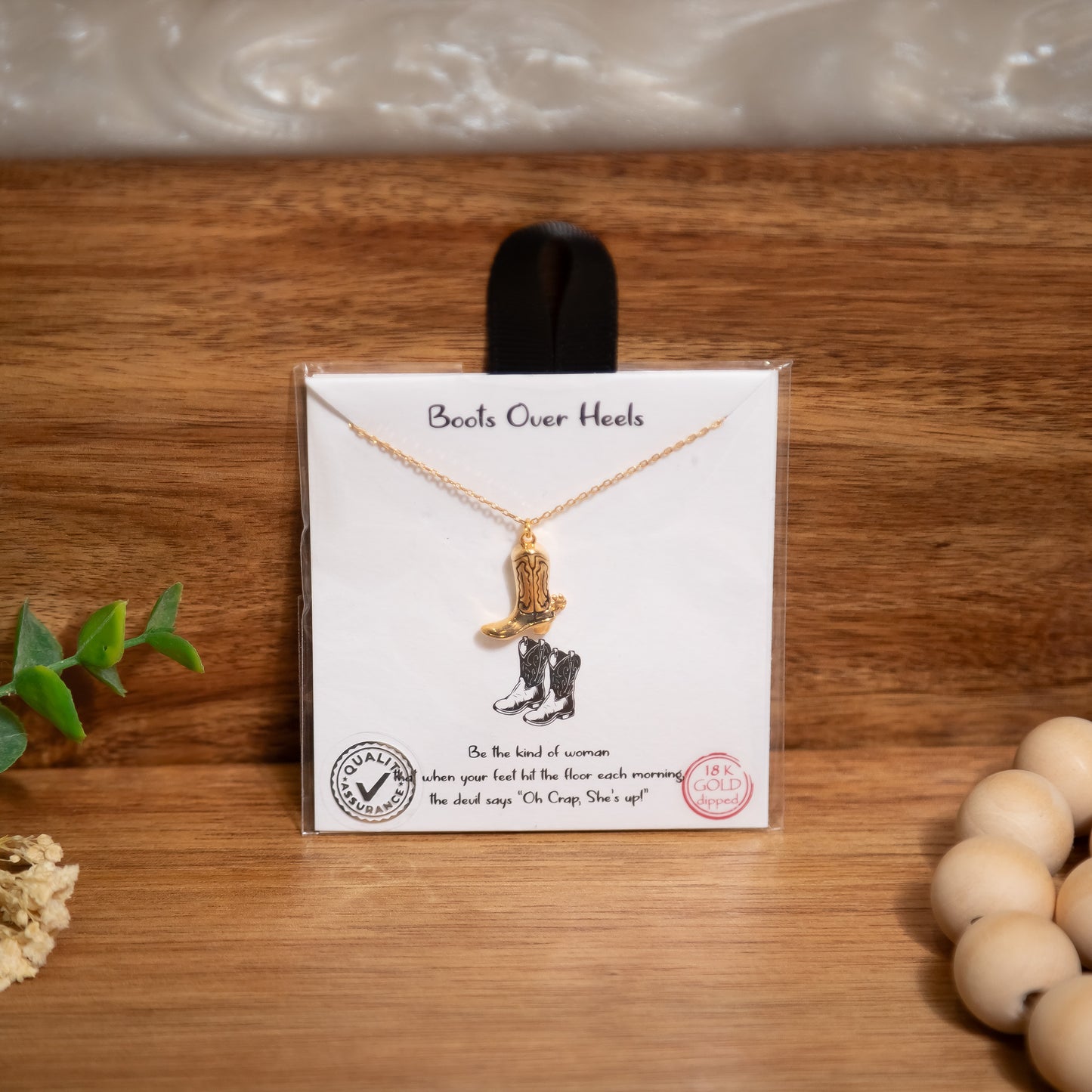 Boots Over Heels Cowboy Boot Necklace – 18K Gold Dipped