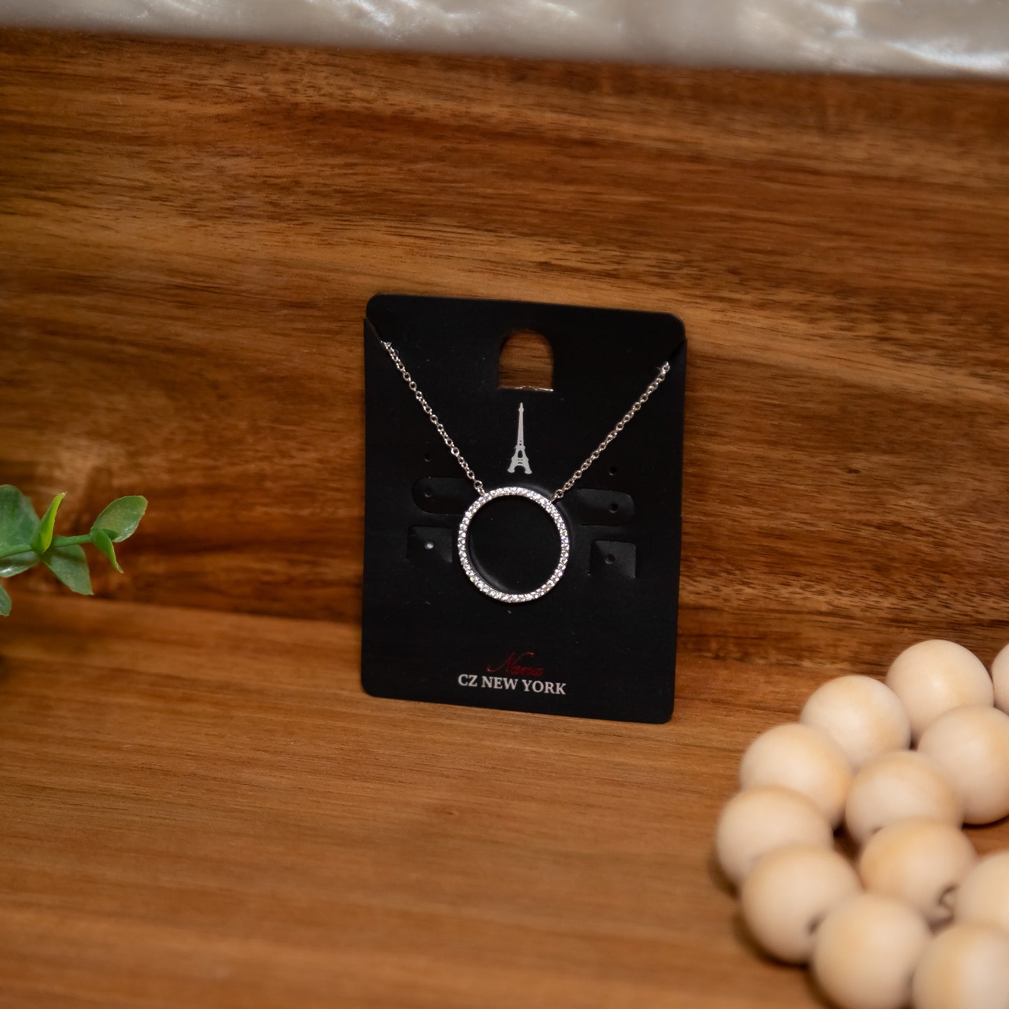 Eternal Glow Circle Pendant Necklace – Silver with Cubic Zirconia
