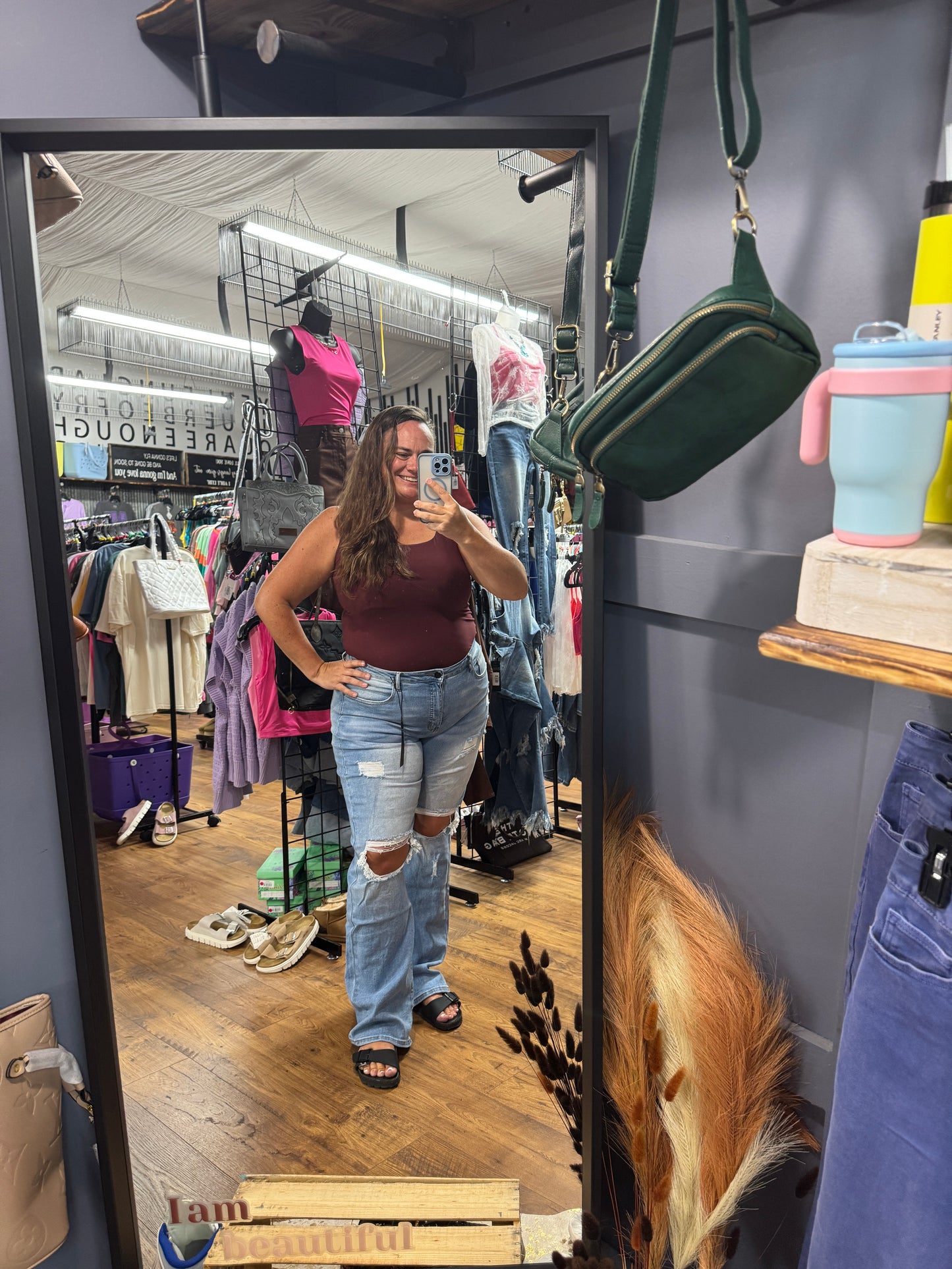 Lucky & Blessed High Rise Distressed Bootcut Jeans β Light Wash, 33.5β Inseam (Plus Size) JE278