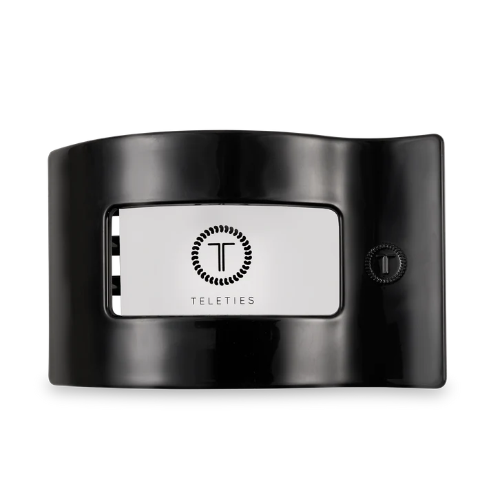 “TELETIES large flat rectangle clip for thick hair”
“No-snag hair clip with strong hold for long hair”
“Flat-back comfortable claw clip by TELETIES”