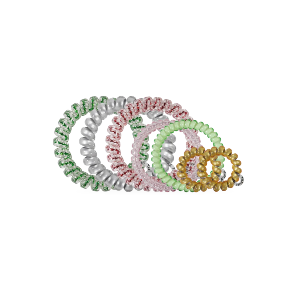 TELETIES Holiday Hair Tie Ornament | Christmas Spiral Hair Tie Gift Set
