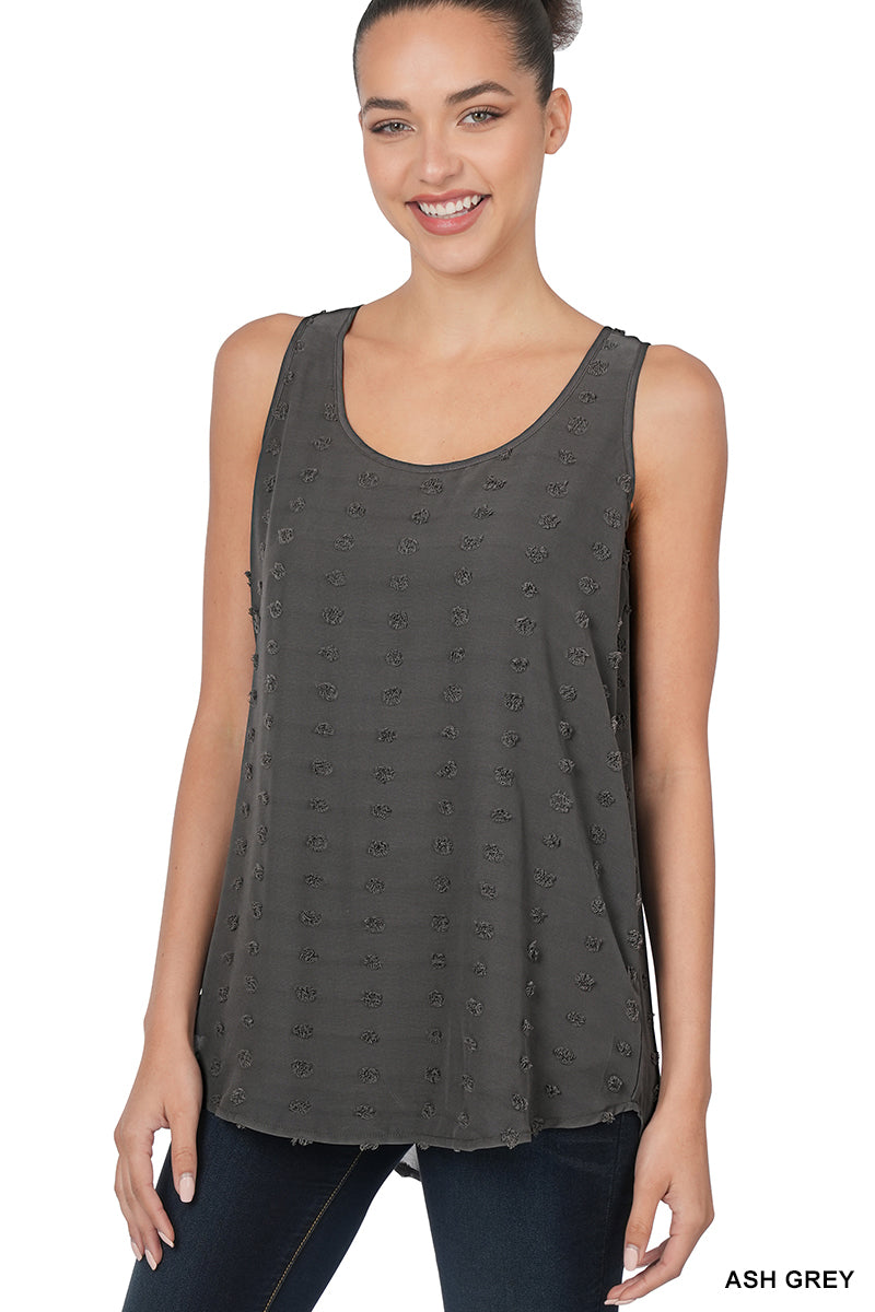 SWISS DOT SLEEVELESS ROUND NECK & ROUND HEM TOP by ZENANA