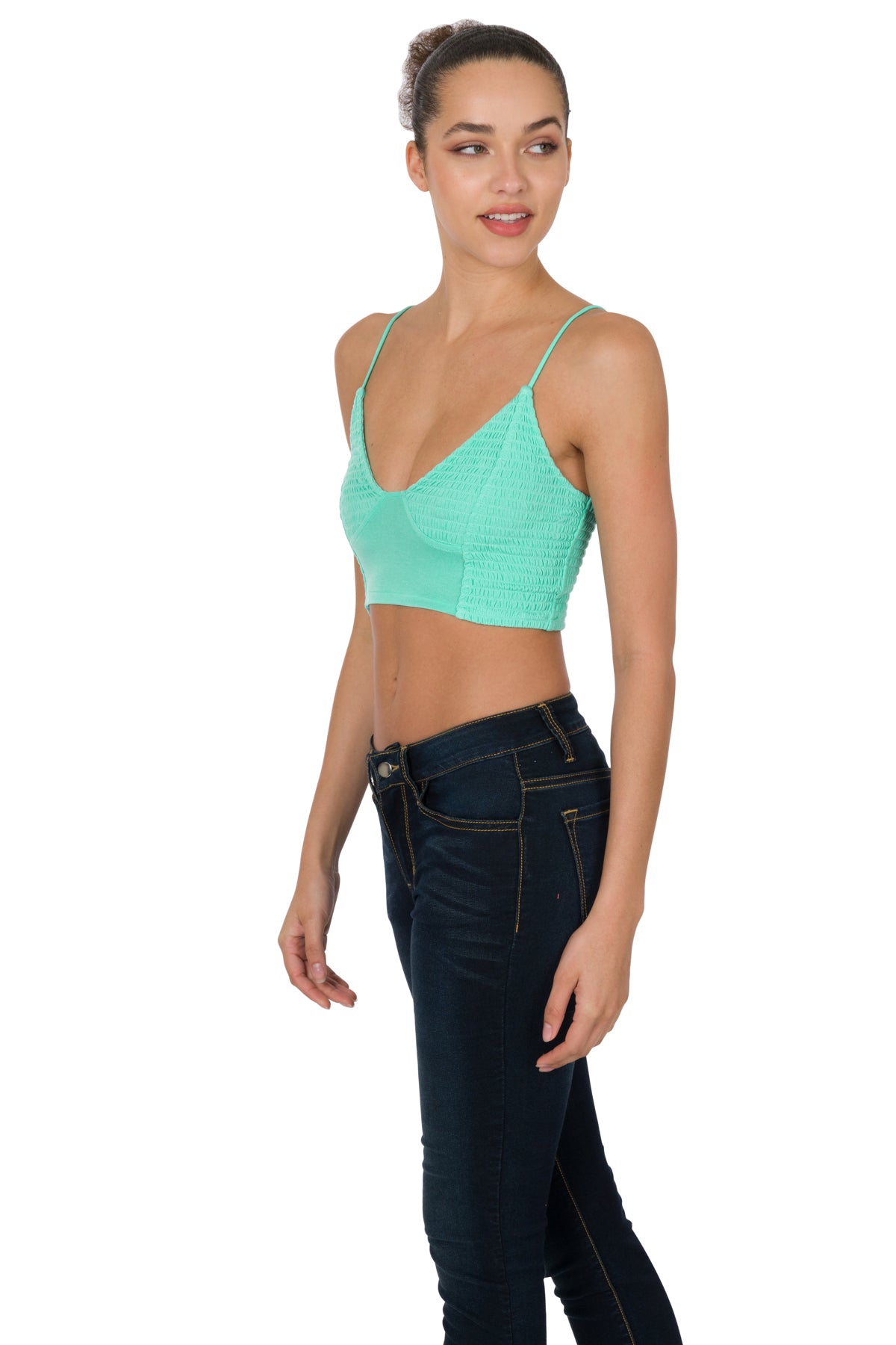 SMOCKED TRIANGLE BRALETTE by ZENANA
