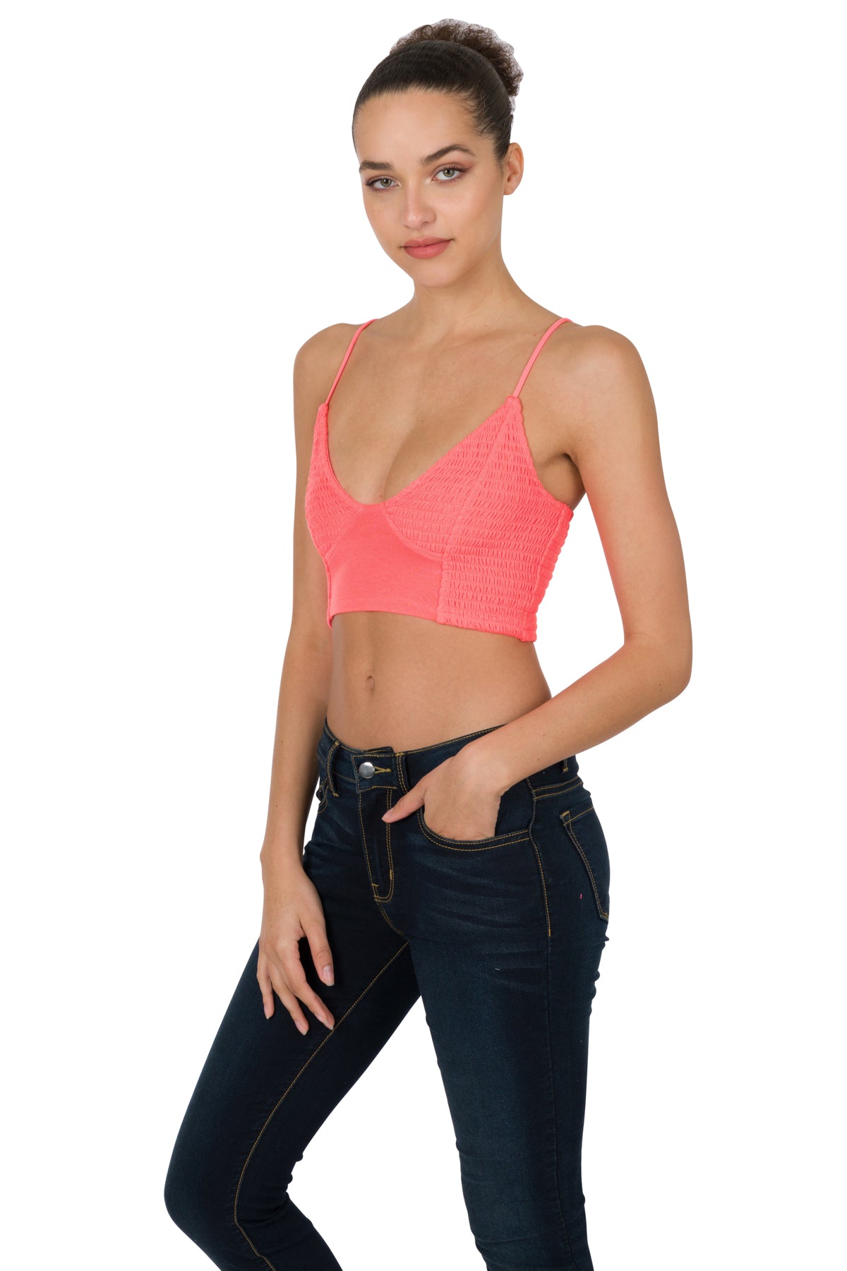 SMOCKED TRIANGLE BRALETTE by ZENANA