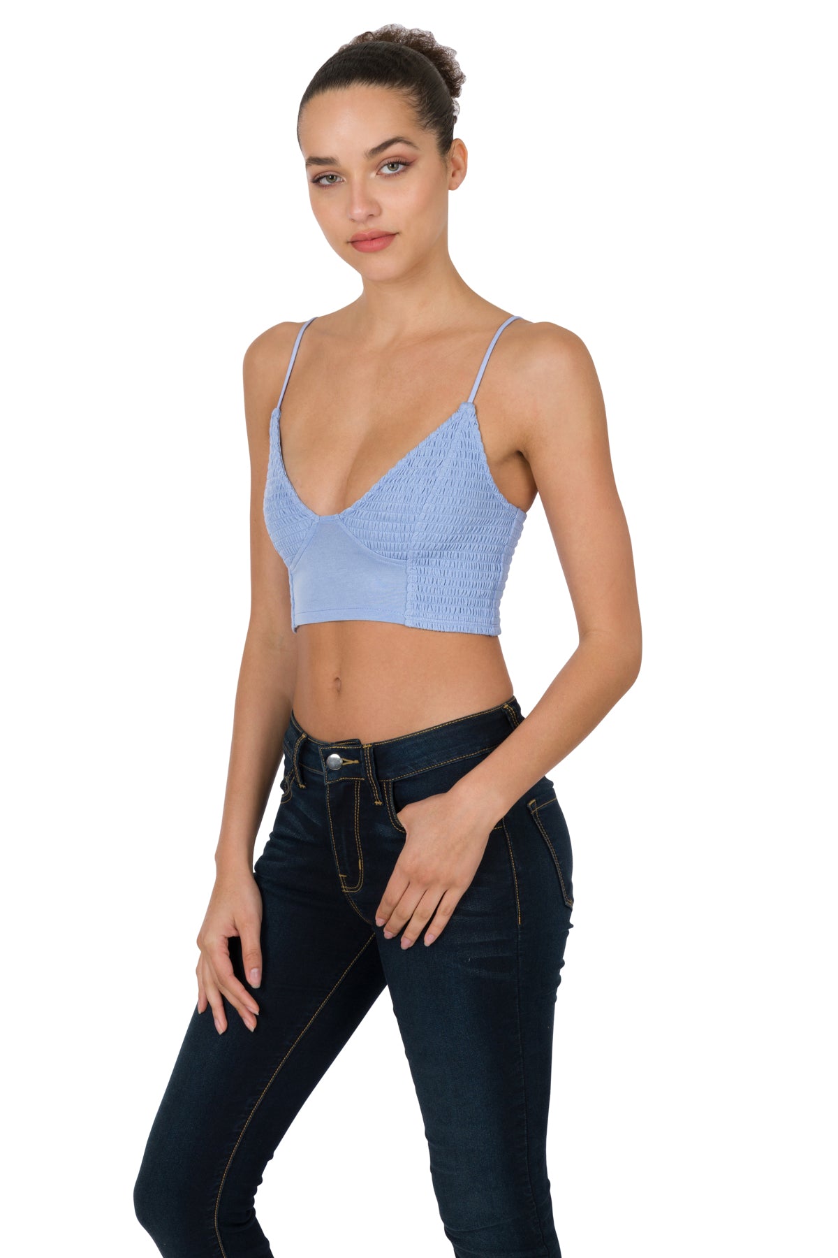 SMOCKED TRIANGLE BRALETTE by ZENANA