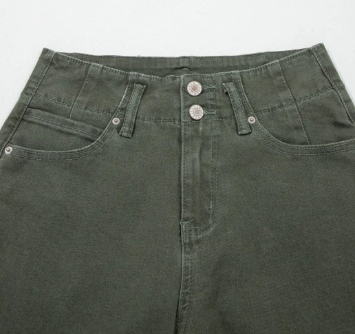 Olive High Rise Wide Leg Pants | Stretch Boutique Trouser Jeans