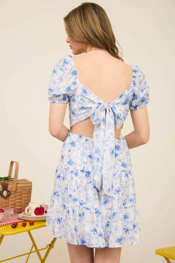 Floral Open‑Back Tie Tiered Mini Dress – Blu Pepper ☀️