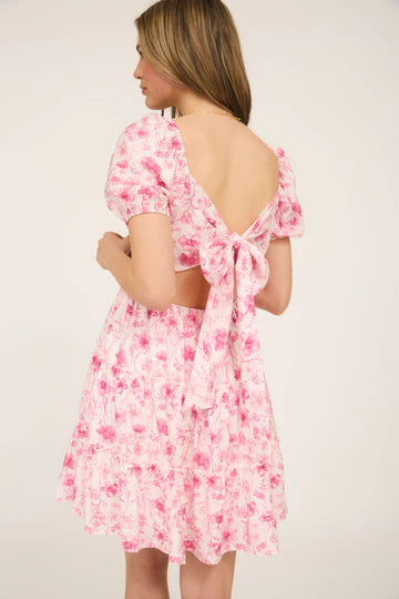 Floral Open‑Back Tie Tiered Mini Dress – Blu Pepper ☀️