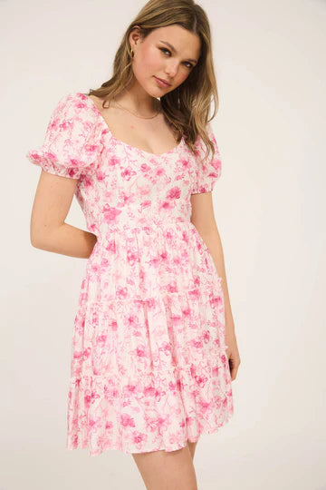 Floral Open‑Back Tie Tiered Mini Dress – Blu Pepper ☀️