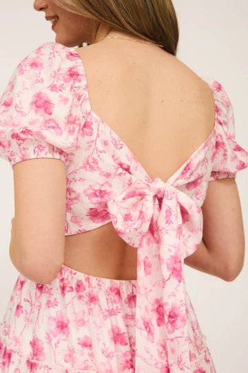 Floral Open‑Back Tie Tiered Mini Dress – Blu Pepper ☀️