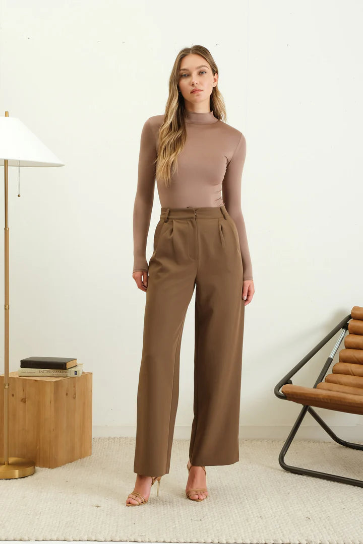 Seamless Mock Neck Long Sleeve Bodysuit by Blu Pepper | Sleek Stretch Knit One‑Piece